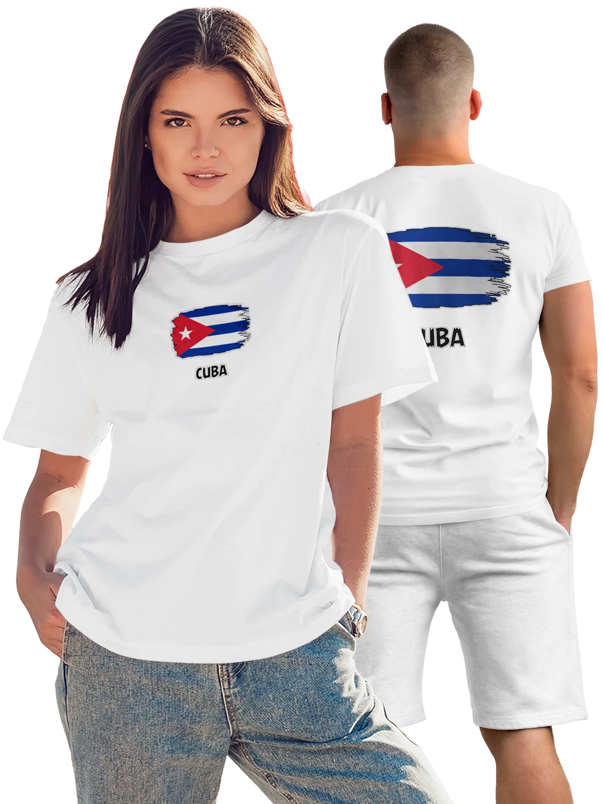 Футболка с флагом Куба Cuba белая с принтом на спине — национальная символика — Белая, фото 1