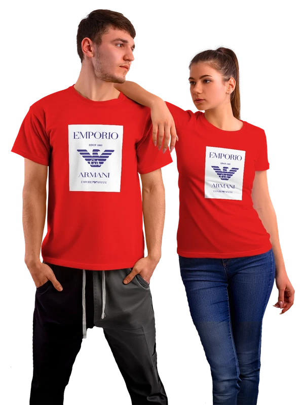 Футболка Emporio Armani логотип GA Since 1983 — Красная, фото 1