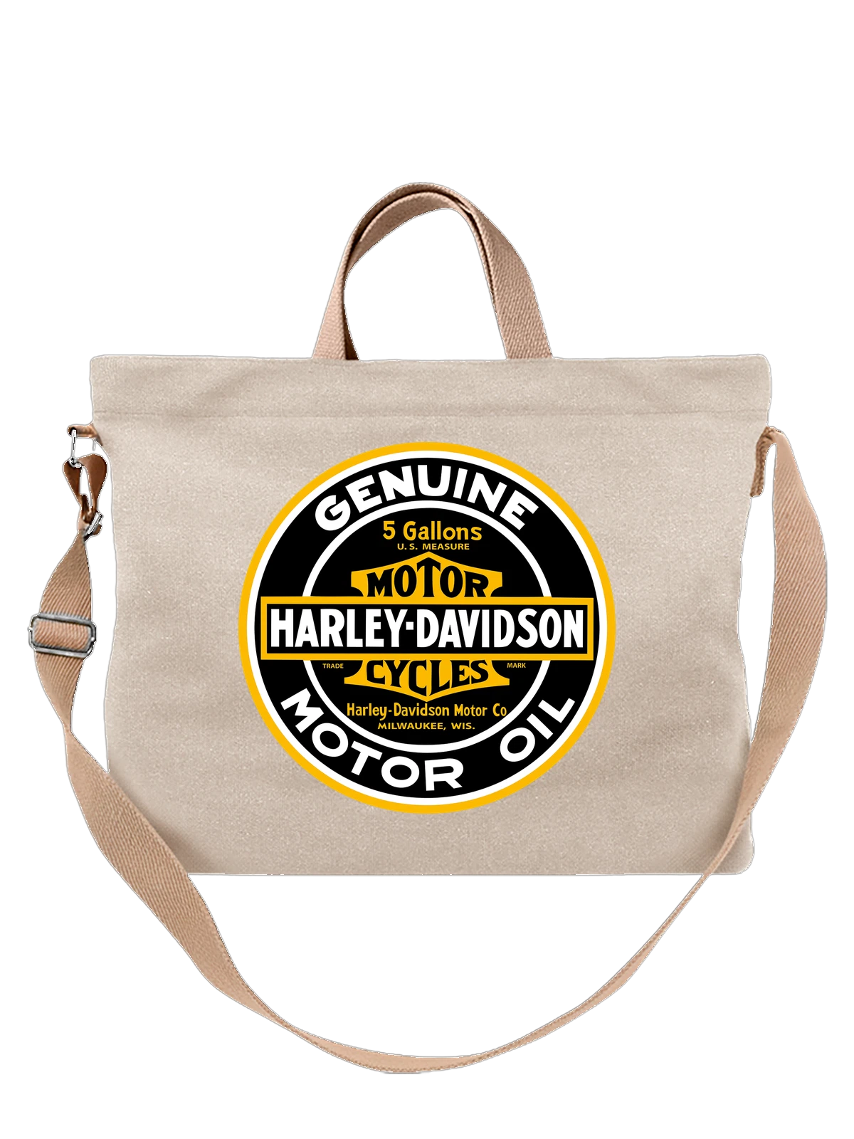 Сумка Harley Davidson белая с принтом — американская гаражная графика — Белая, фото 1