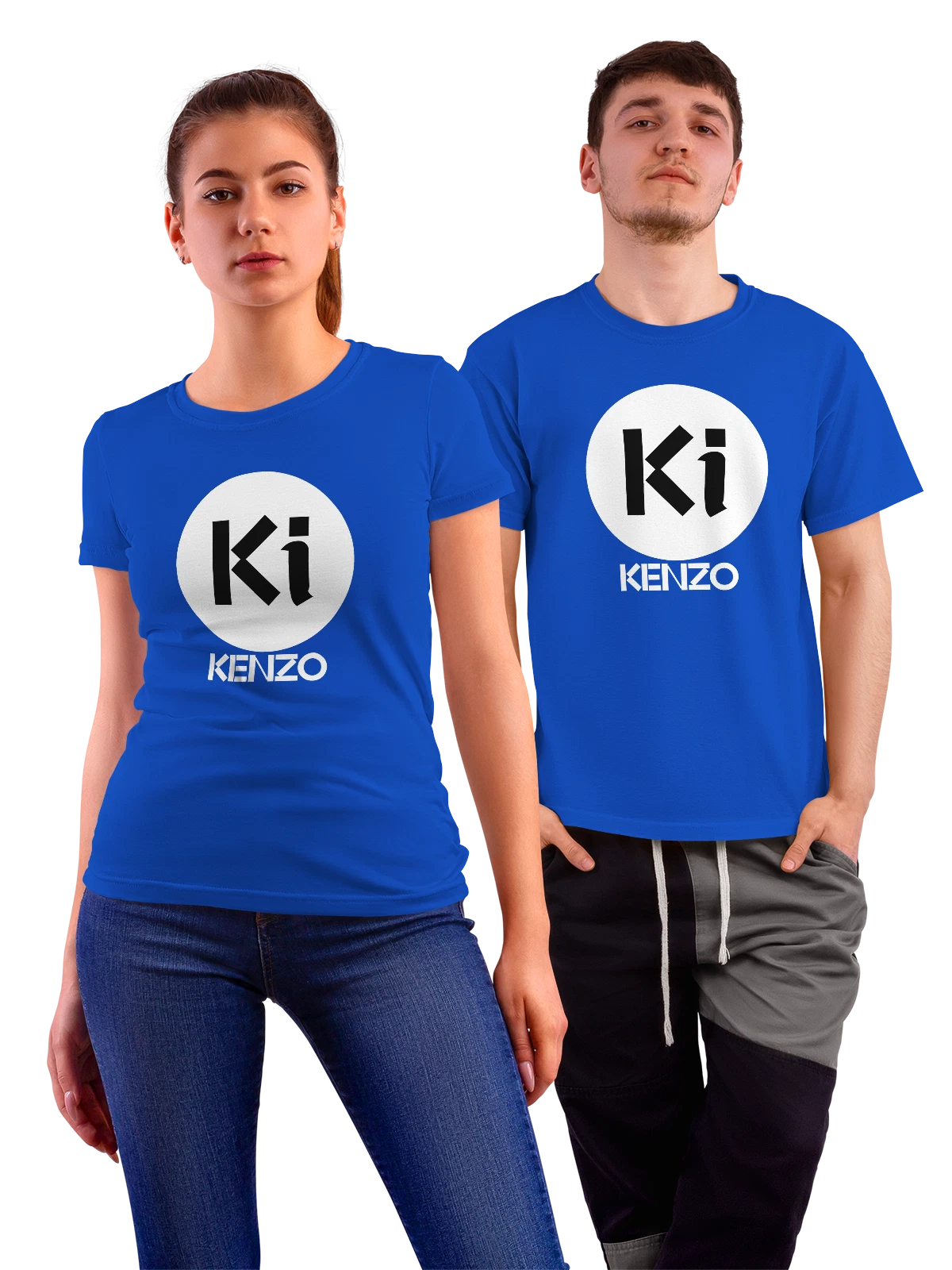 Футболка Kenzo синяя с принтом — геометрический принт — Синяя, фото 1
