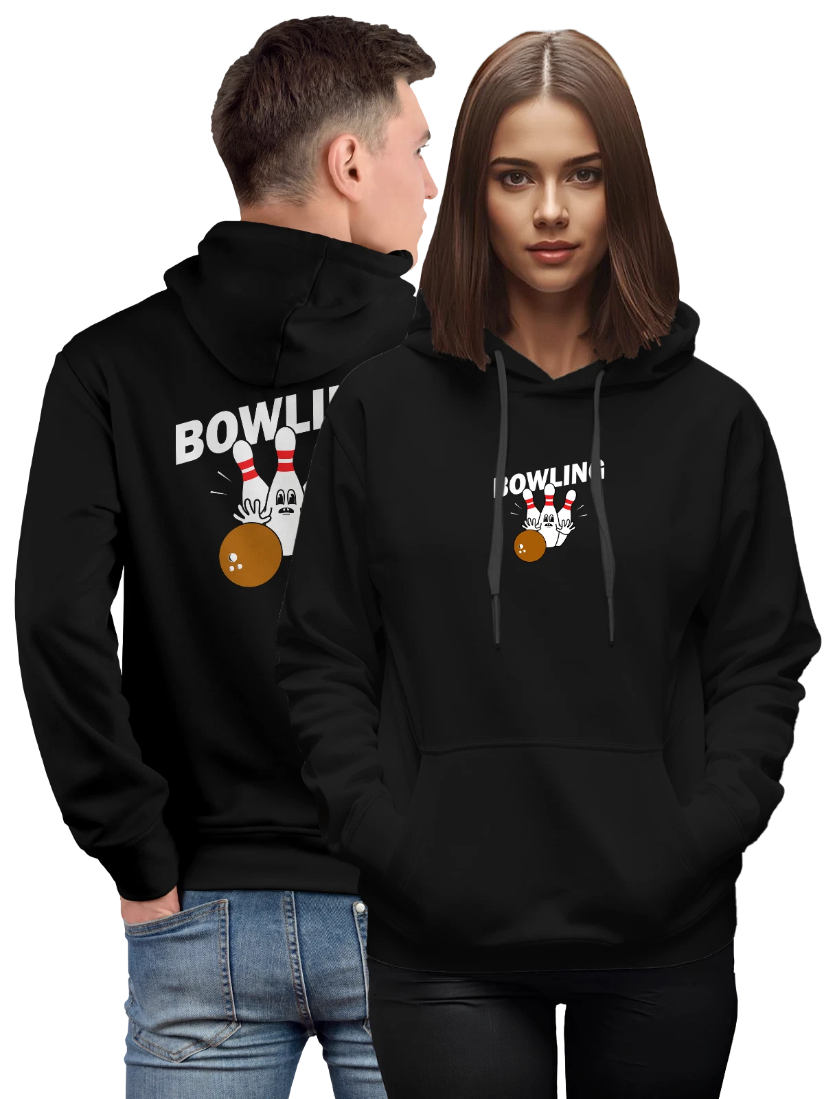 Худи Боулинг bowling чёрное с принтом — спортивный инвентарь — Чёрная, фото 1