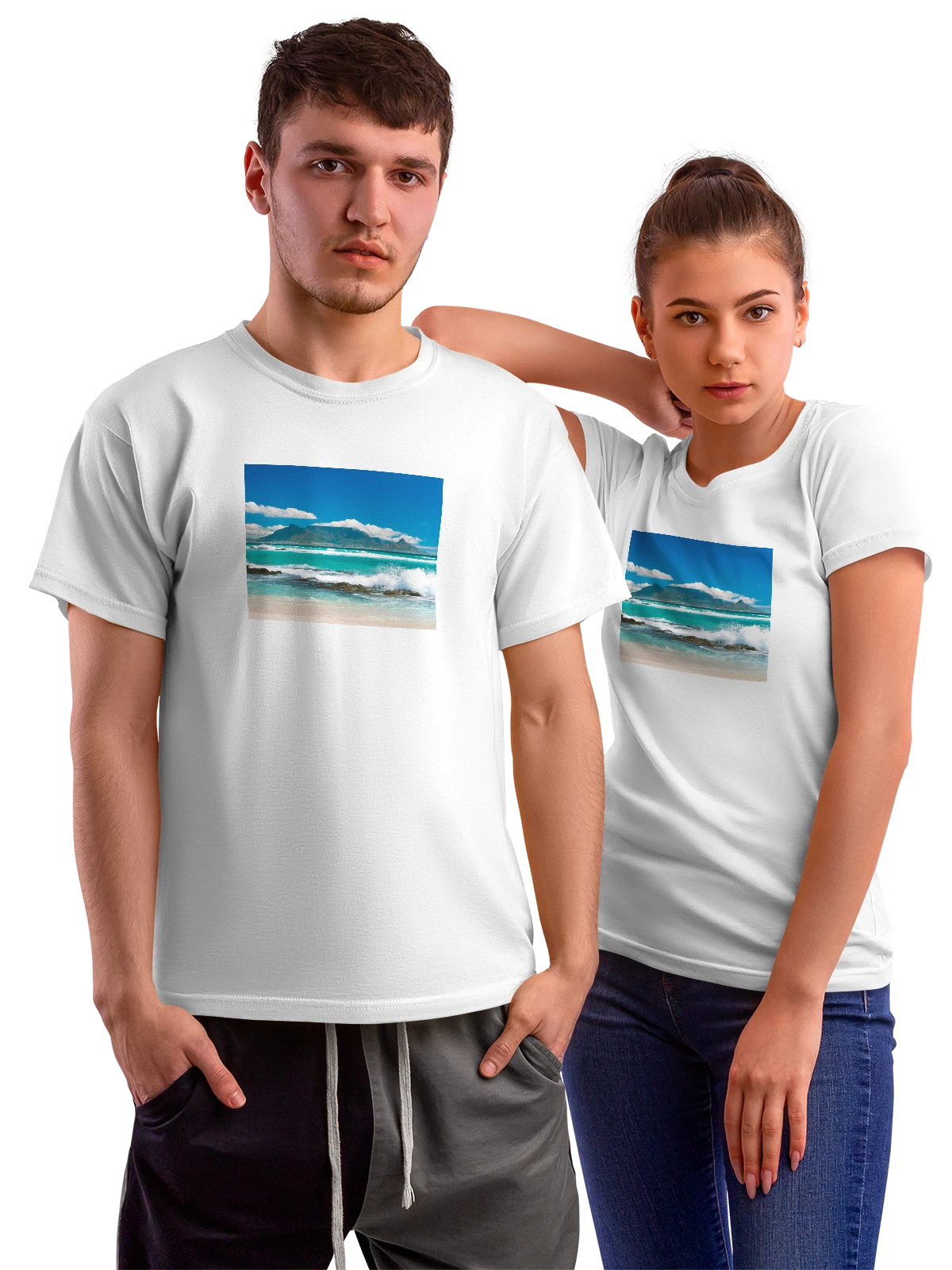 Футболка Страна живописная Coastline View Table белая с принтом — урбанистический стиль — Белая, фото 1
