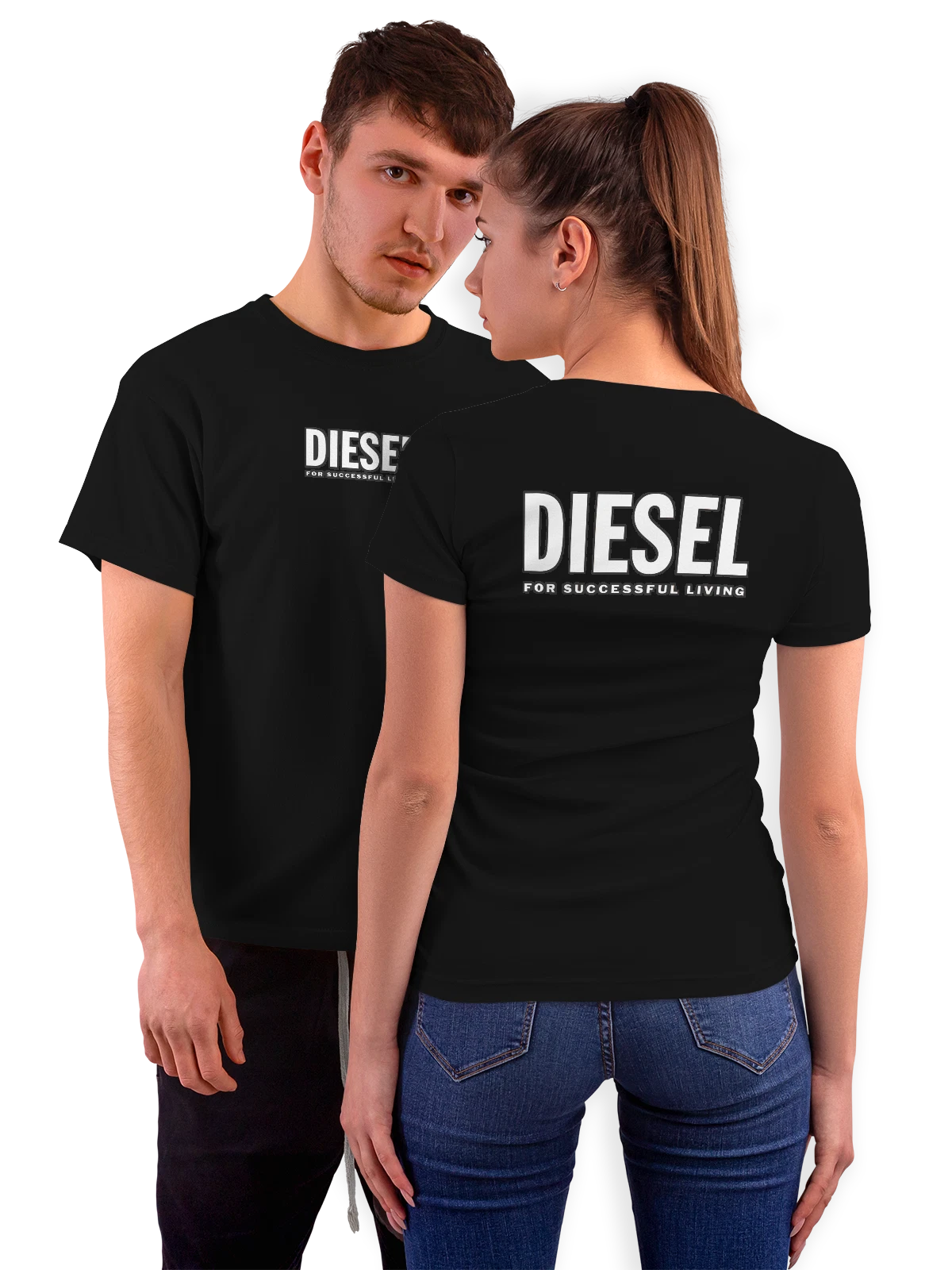 Футболка Diesel чёрная с принтом на спине — рок эстетика — Чёрная, фото 1