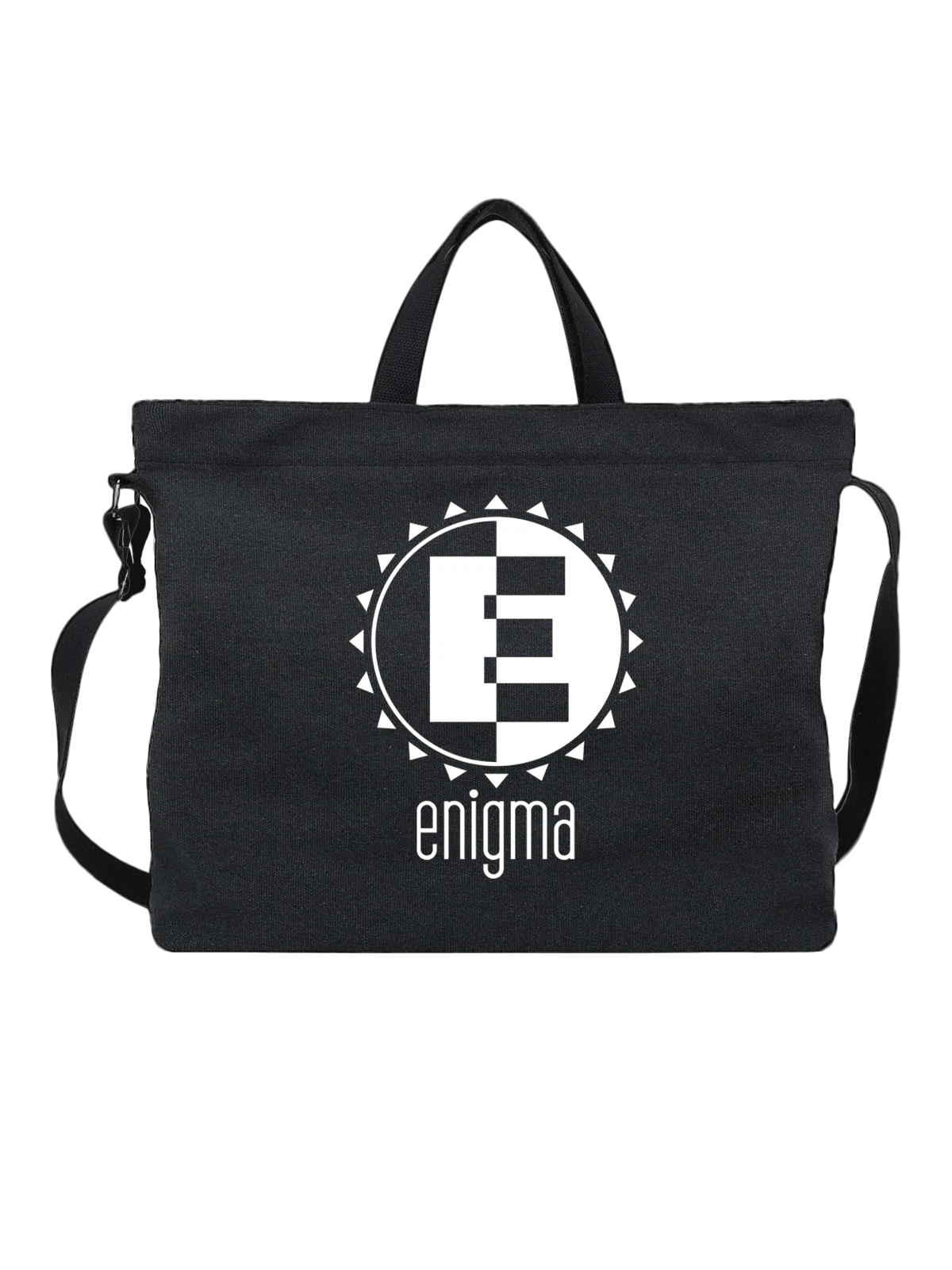 Сумка Enigma чёрная с принтом — современная айдентика — Чёрная, фото 1