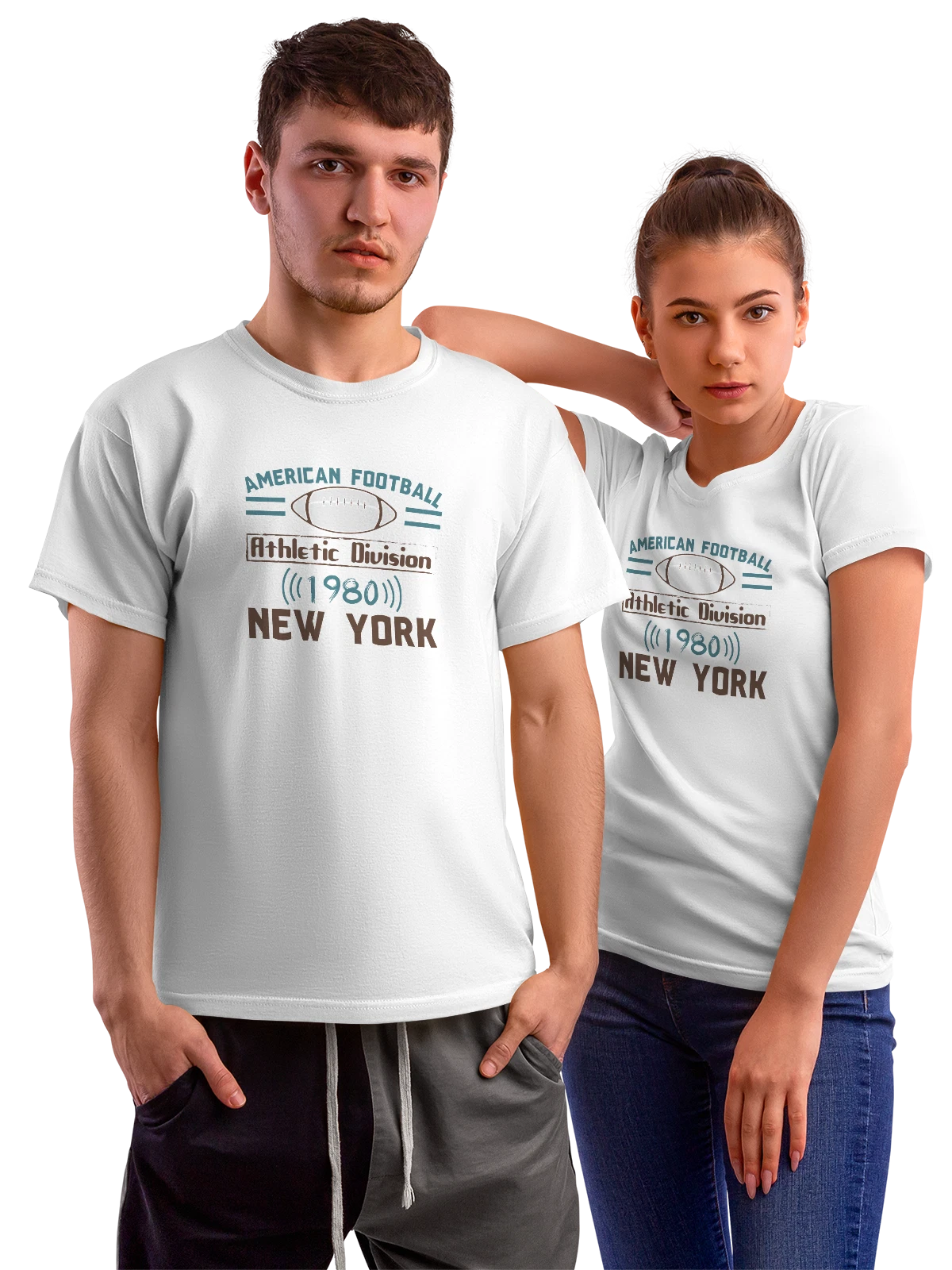 Футболка Американский футбол мяч коричневый силуэт белая с принтом — игра — Белая, фото 1