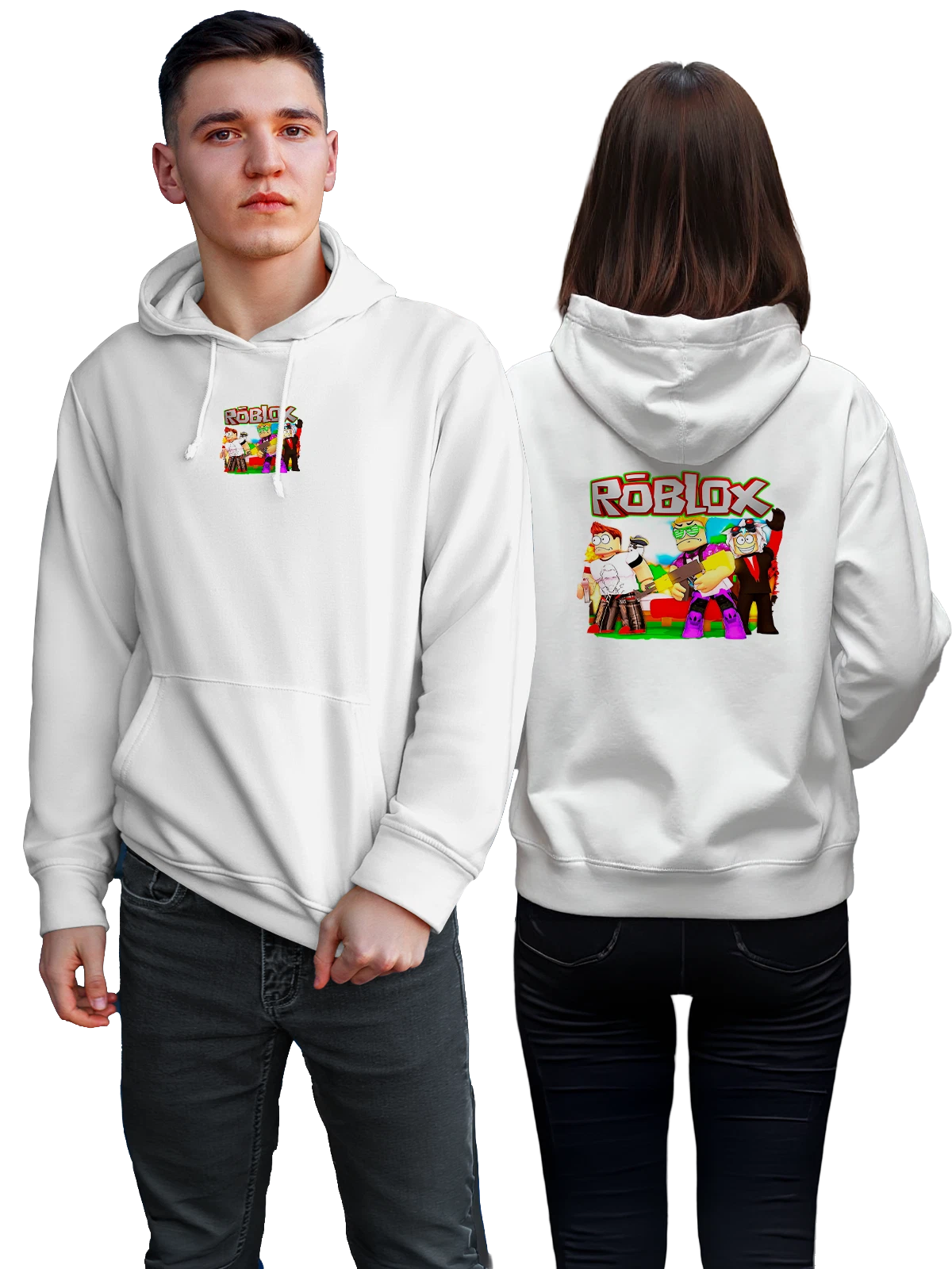 Худи Roblox белое с принтом — геймерский принт — Белая, фото 1