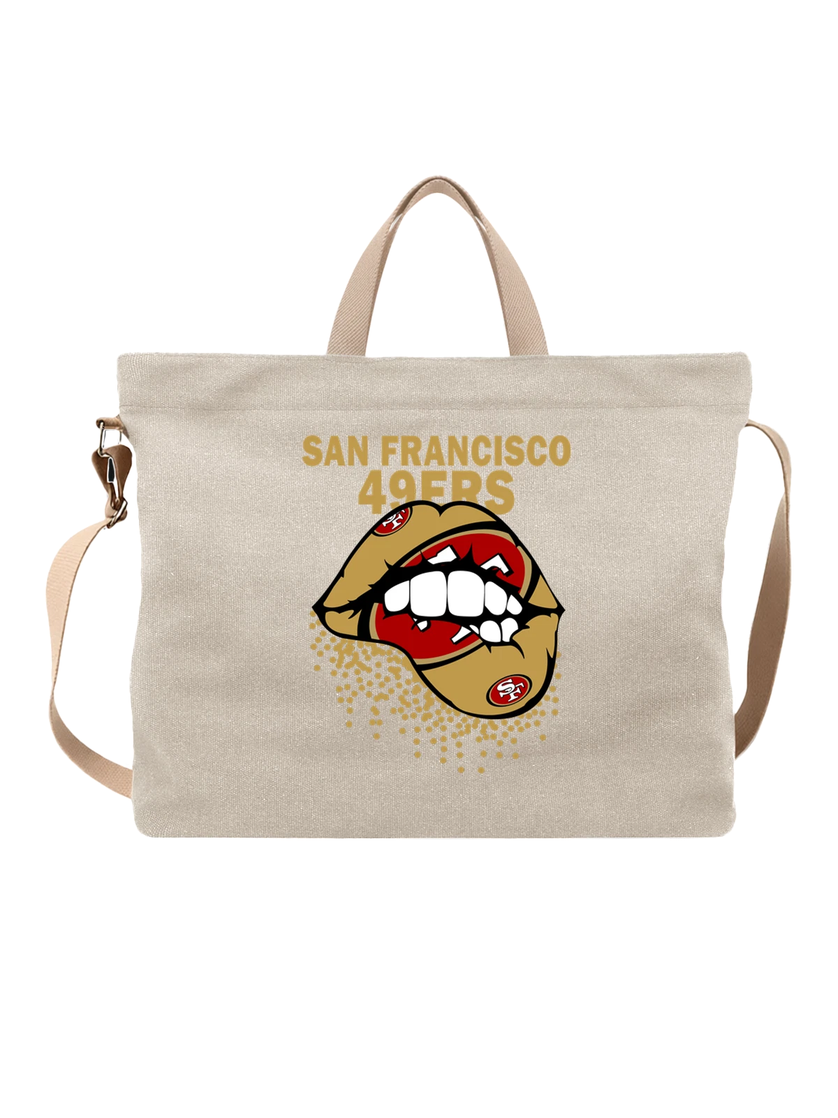 Сумка с открытым ртом и логотипом San Francisco 49ers белая с принтом — зубы — Белая, фото 1
