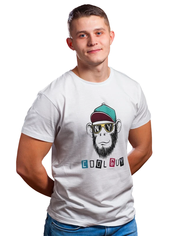 Футболка с обезьяной cool guy — Белая, фото 1