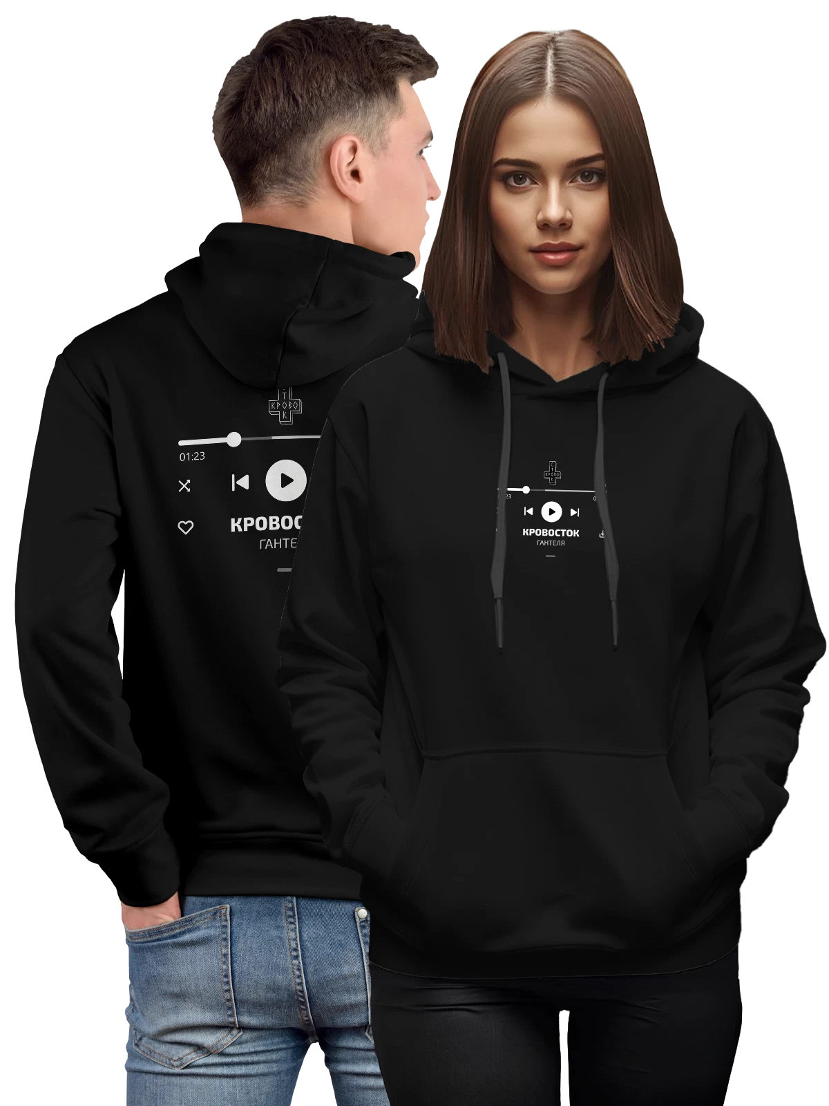 Худи Группа Кровосток Гантеля чёрное с принтом — песня — Чёрная, фото 1