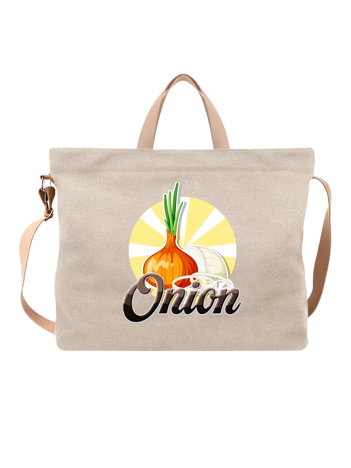 Сумка с луком onion белая с принтом — кулинарный принт — Белая, фото 1