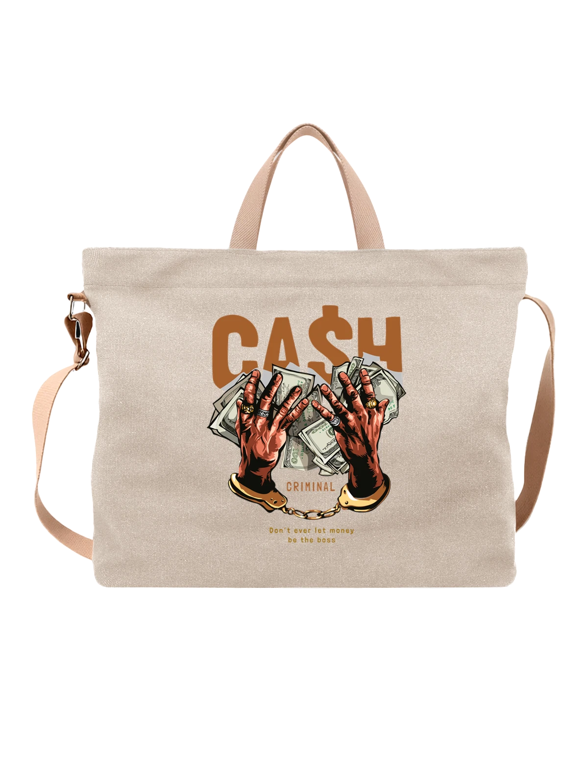 Сумка Руки с деньгами cash белая с принтом — подарок криптоэнтузиасту — Белая, фото 1