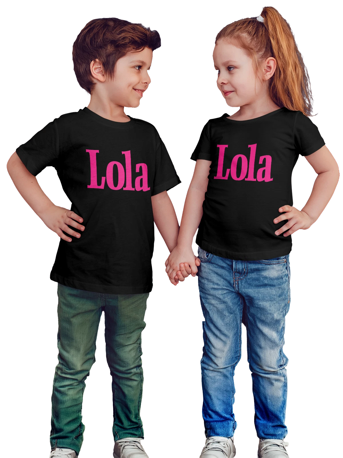 Футболка детская Lola чёрная с принтом — современная айдентика — Чёрная, фото 1