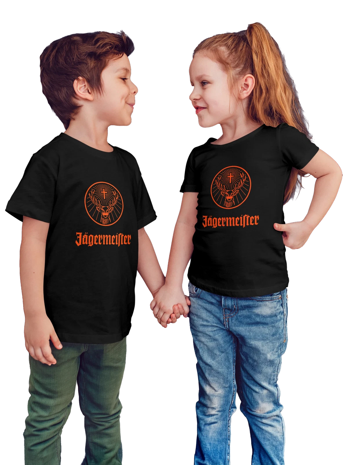 Футболка детская Jagermeister чёрная с принтом — одноцветный принт — Чёрная, фото 1