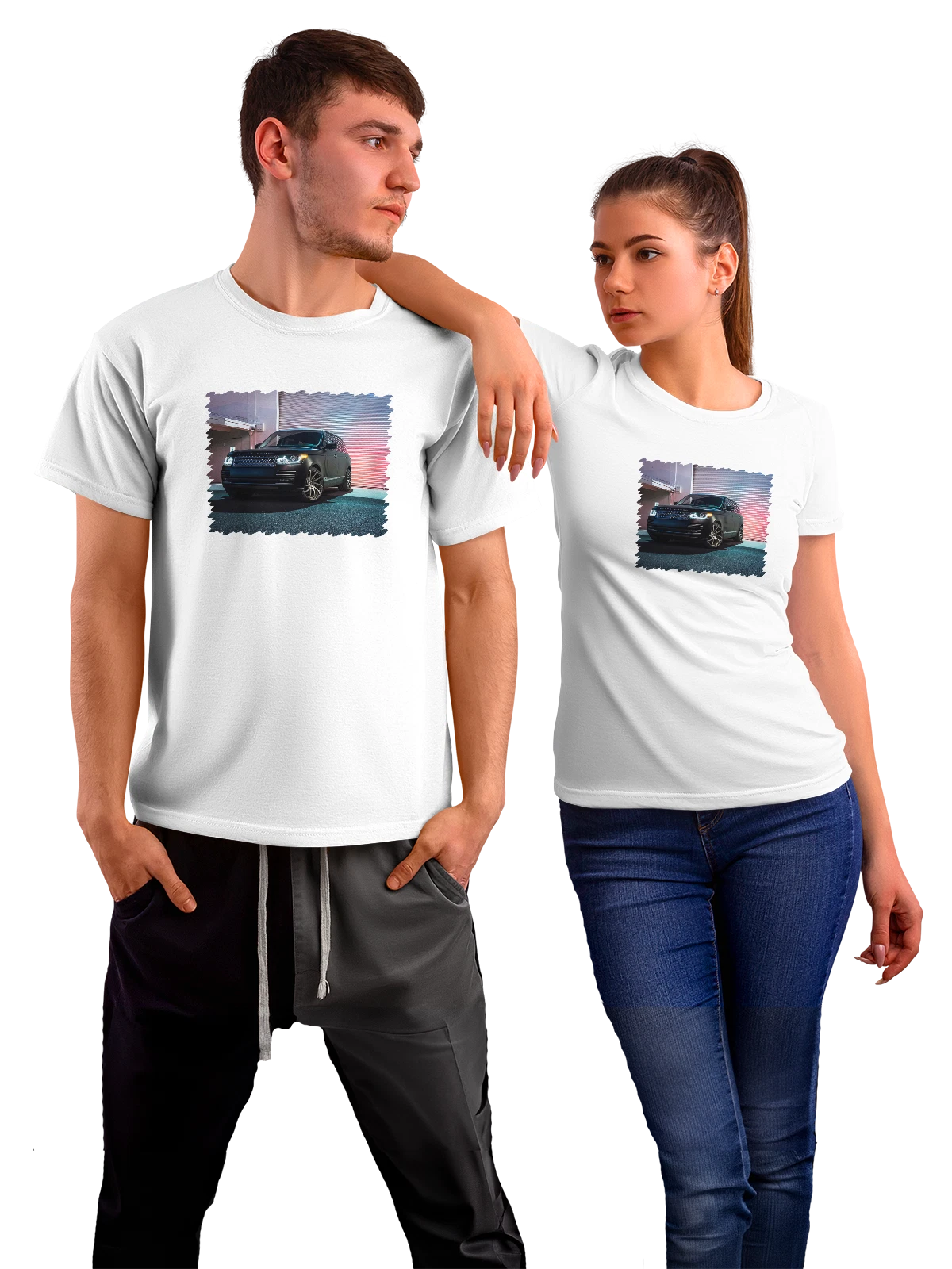 Футболка Машина Range Rover белая с принтом — легендарная модель — Белая, фото 1