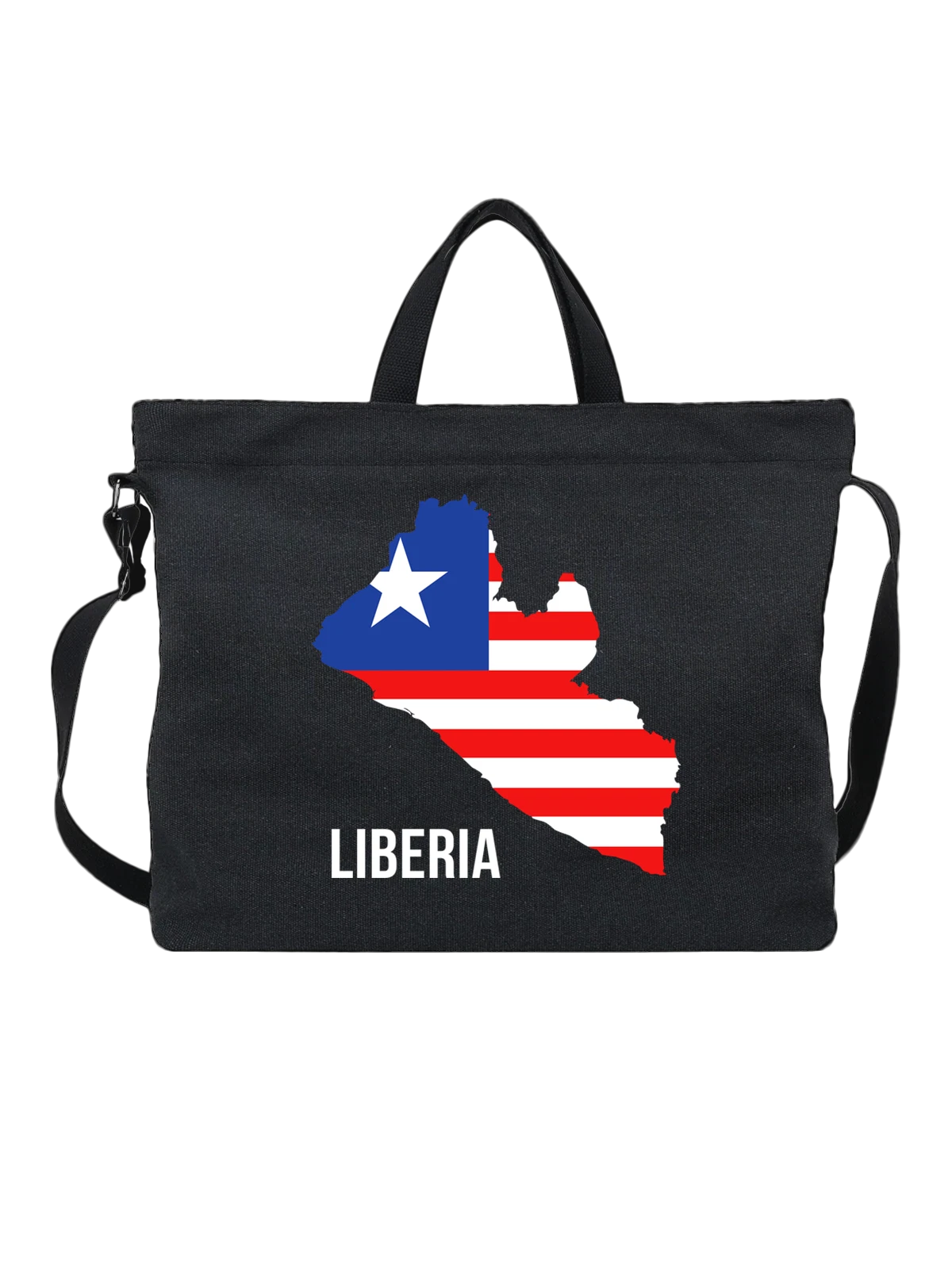 Сумка с флагом Либерии Liberia чёрная с принтом — национальная символика — Чёрная, фото 1