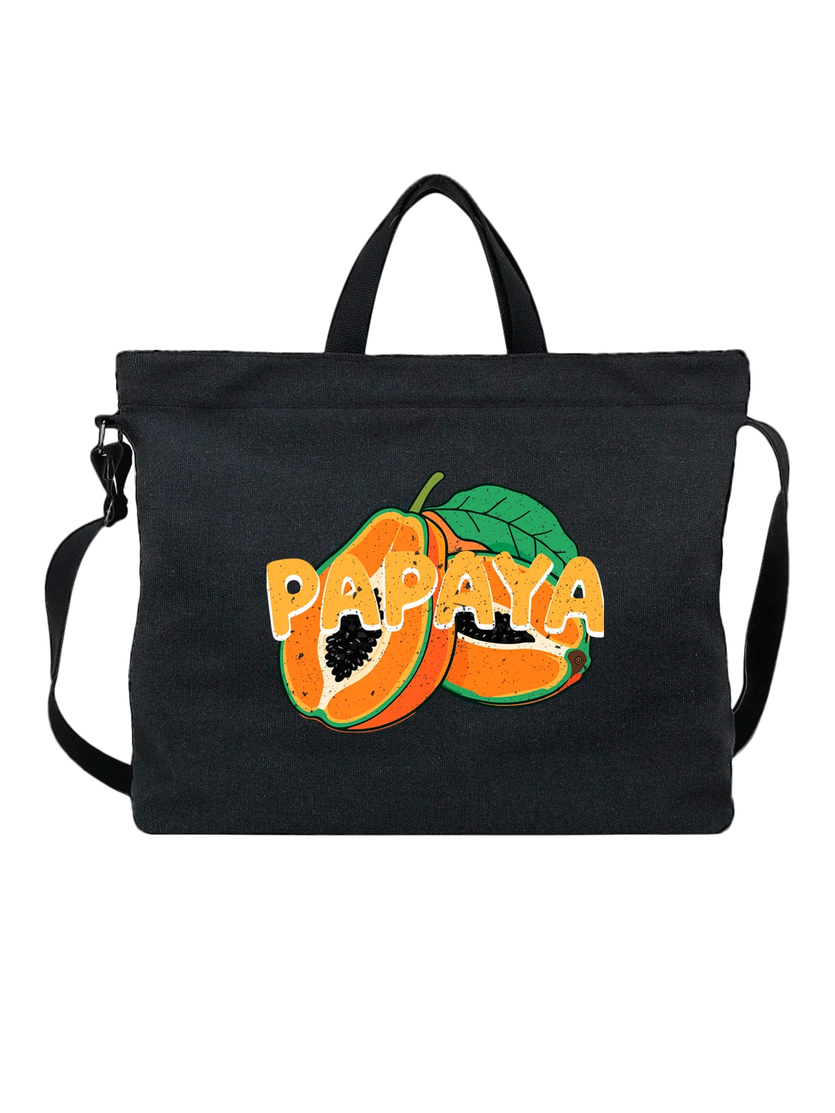 Сумка Папайя papaya чёрная с принтом — растительная пища — Чёрная, фото 1