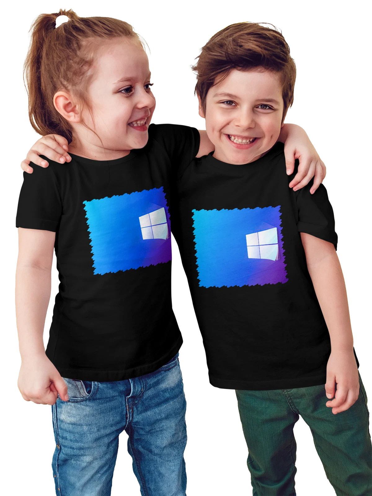 Футболка детская Компьютер Windows 10 Logo чёрная с принтом — визуальное искусство — Чёрная, фото 1