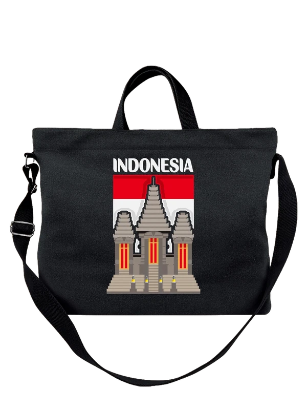 Сумка с флагом Индонезии Indonesia — Чёрная, фото 1
