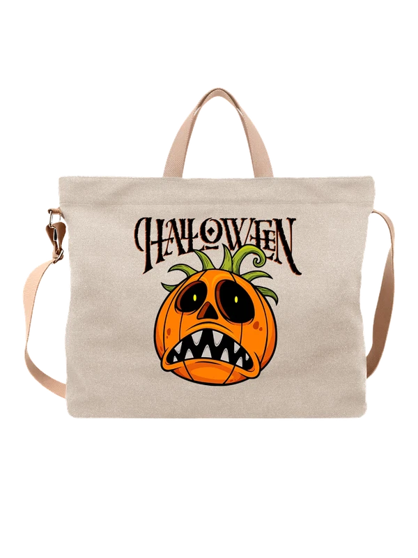 Сумка тыква и надпись Halloween — Белая, фото 1