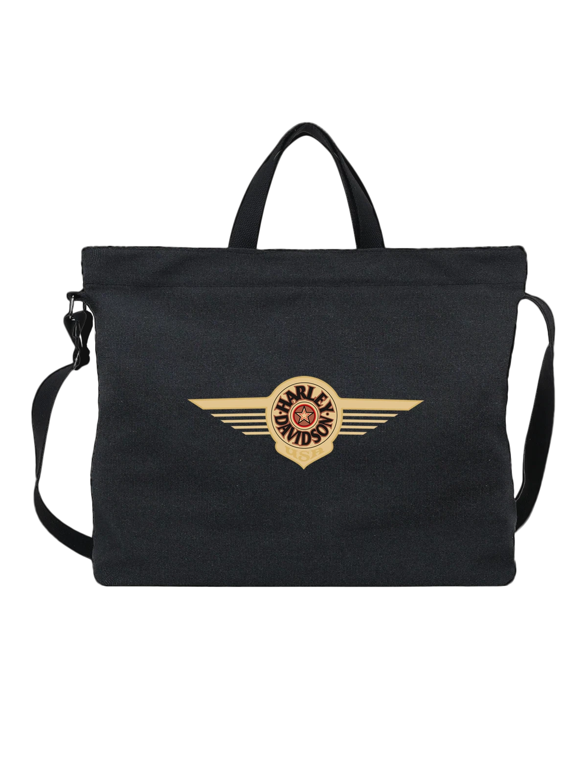 Сумка Harley Davidson чёрная с принтом — одноцветный принт — Чёрная, фото 1