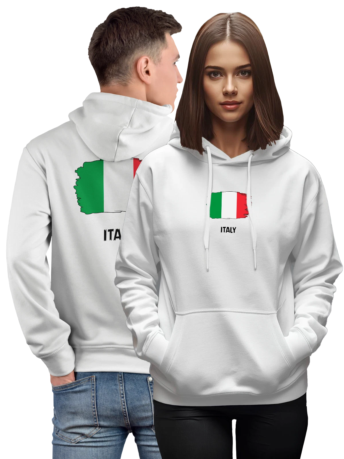 Худи с флагом Италия Italy белое с принтом — национальная символика — Белая, фото 1
