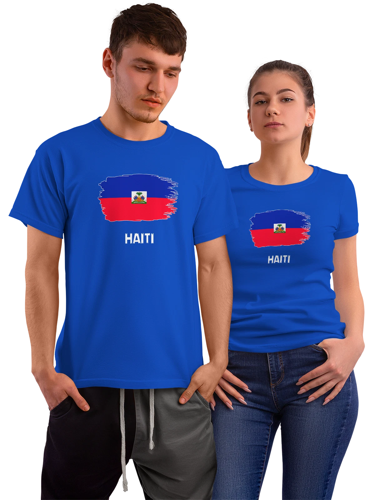 Футболка с флагом Гаити Haiti синяя с принтом — национальная символика — Синяя, фото 1