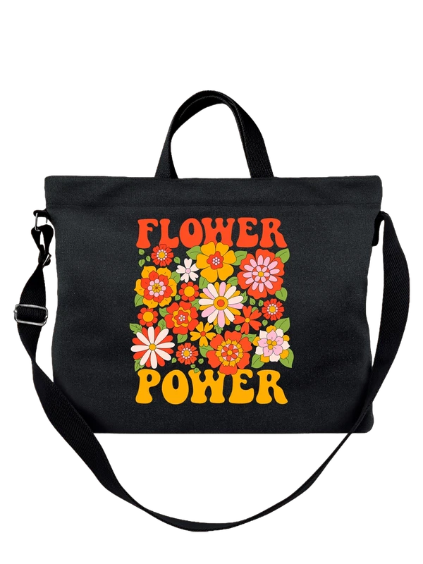 Сумка цветы flower power — Чёрная, фото 1