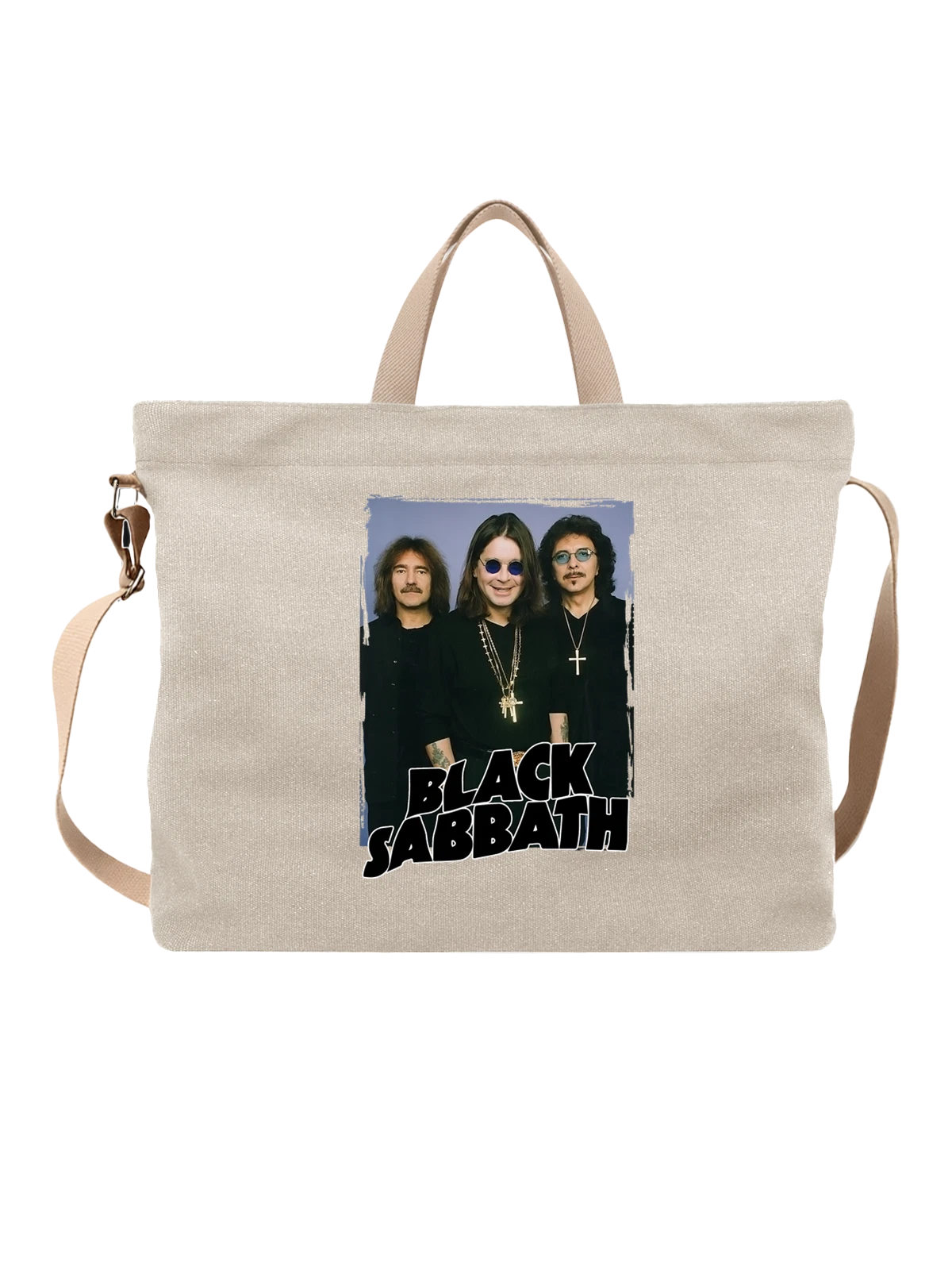 Сумка Группа Black Sabbath белая с принтом — гитарная музыка — Белая, фото 1
