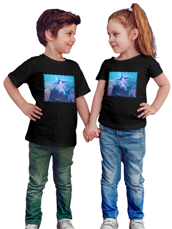 Футболка Игра Skirk Blue aesthetic — Чёрная, фото 1