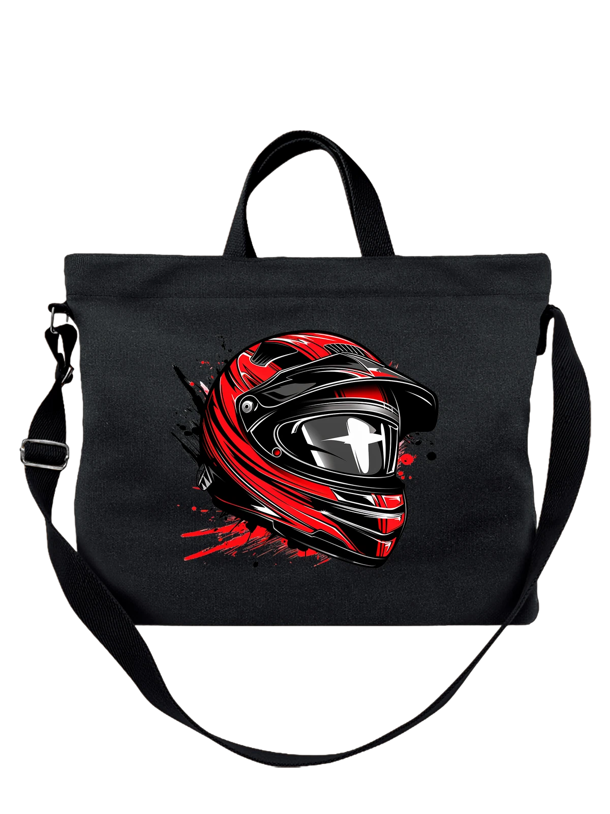 Сумка Мотошлем чёрная с принтом — скорость и путешествия — Чёрная, фото 1