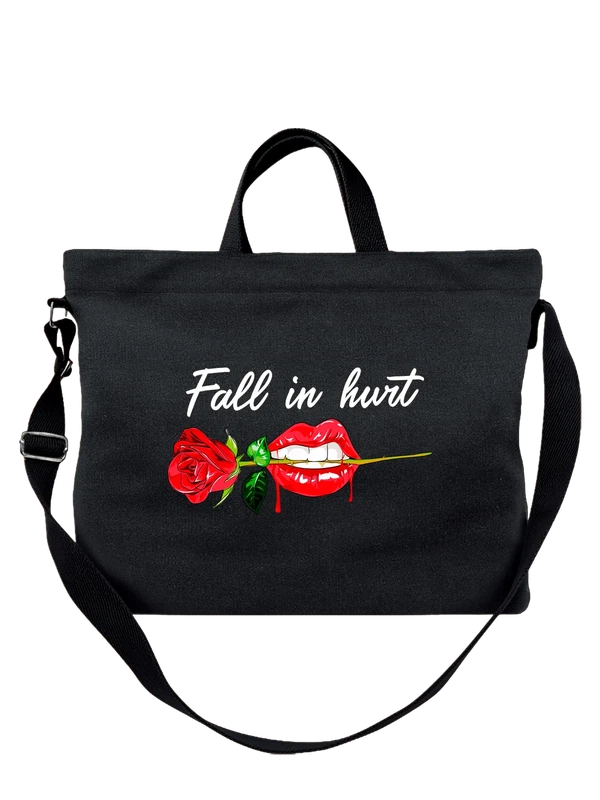 Сумка губы роза fall in hurt — Чёрная, фото 1
