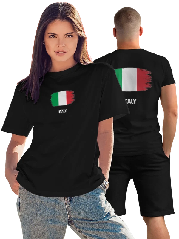 Футболка с флагом Италия Italy — Чёрная, фото 1