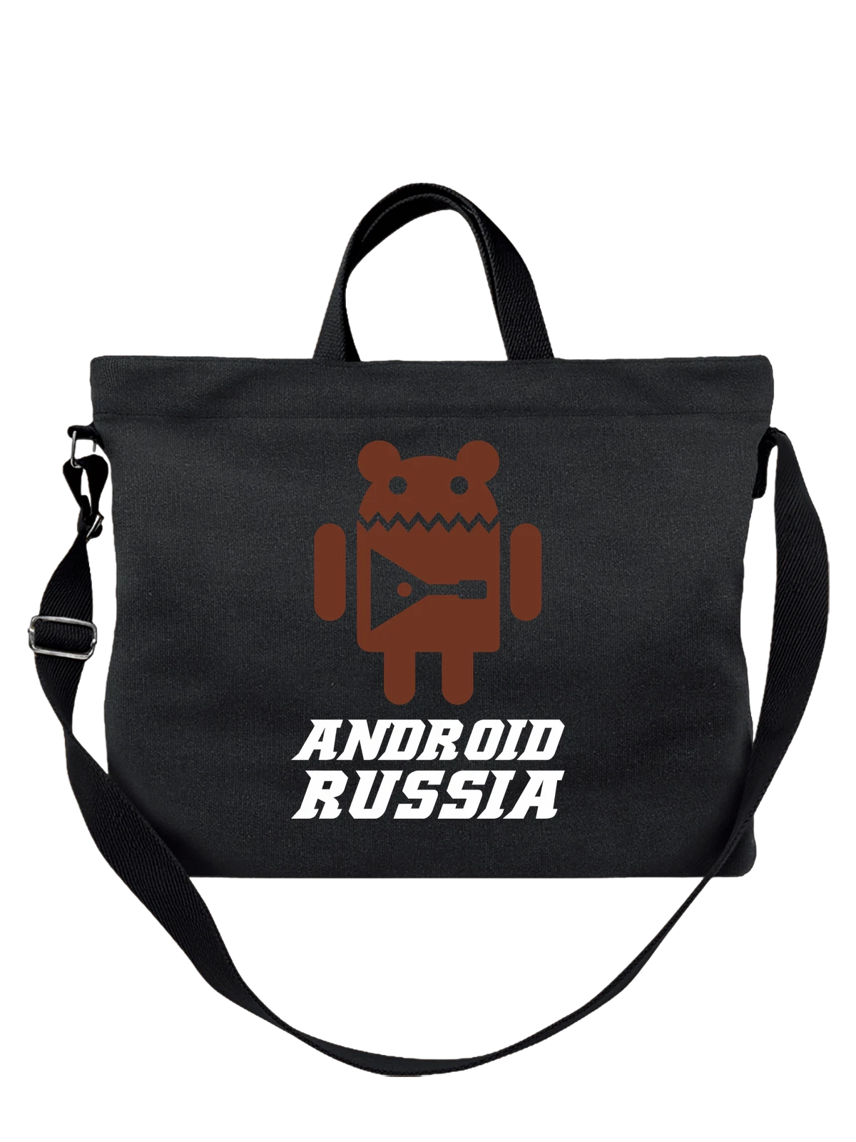 Сумка Медведь Android Russia чёрная с принтом — герб России — Чёрная, фото 1