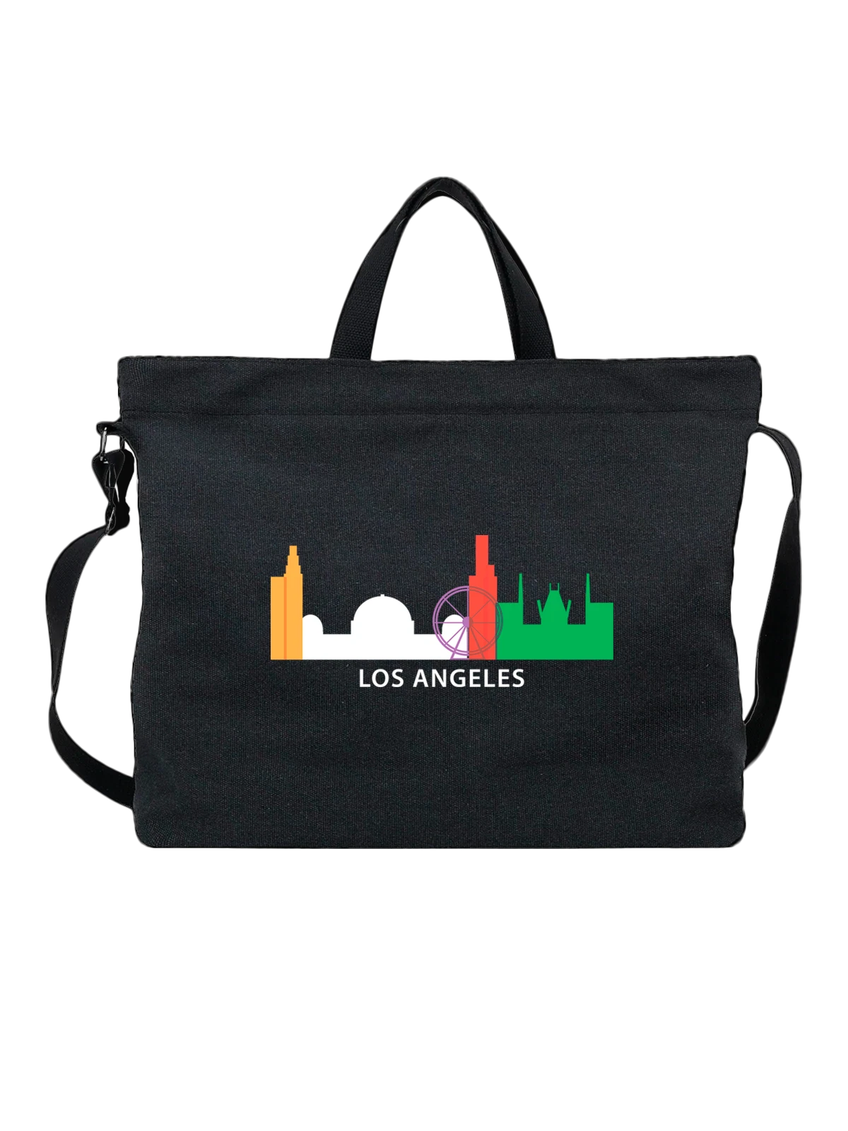 Сумка Лос Анджелес Los Angeles чёрная с принтом — экологическая тема — Чёрная, фото 1