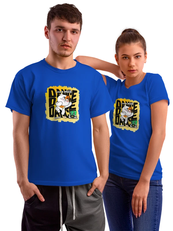 Футболка с котом диско — Синяя, фото 1