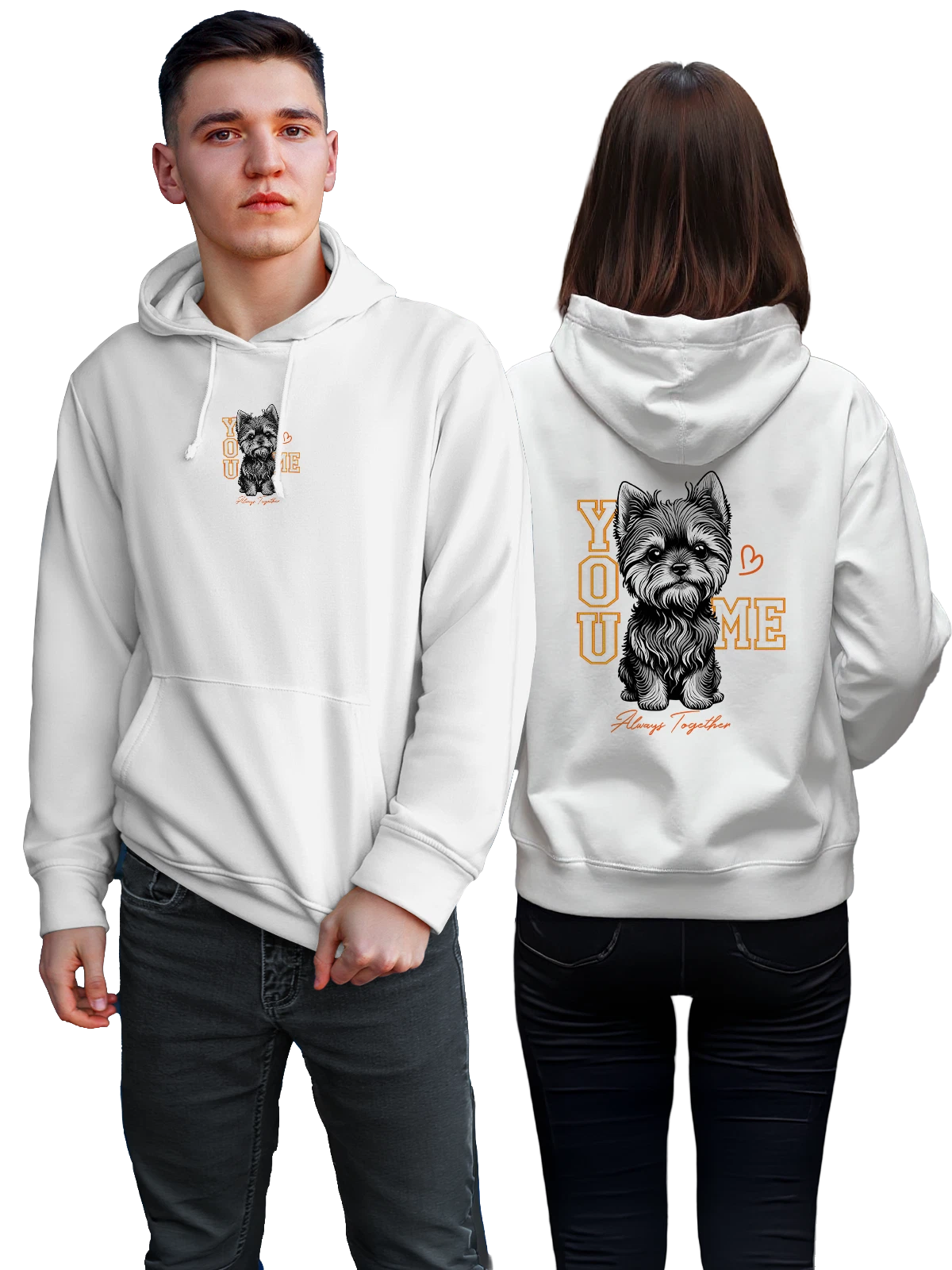 Худи с йоркширским терьером белое с принтом — подарок любимой — Белая, фото 1