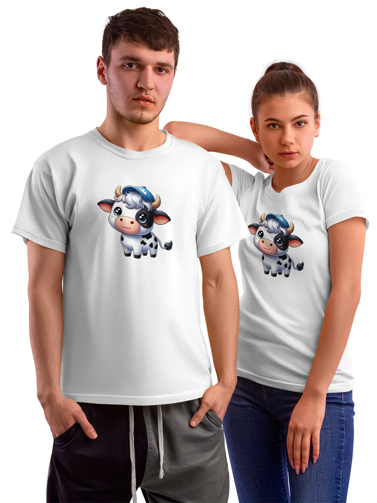 Футболка Бычок белая с принтом — streetwear образ — Белая, фото 1