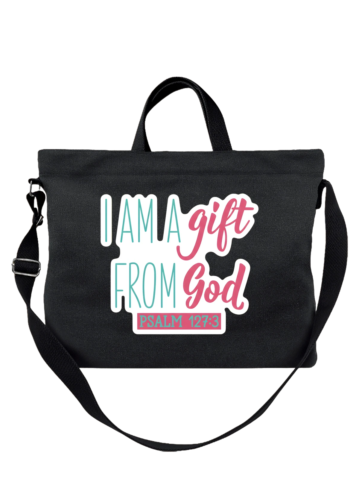 Сумка чёрная с принтом Христианская надпись MAMA gift from God — christian quote — Чёрная, фото 1