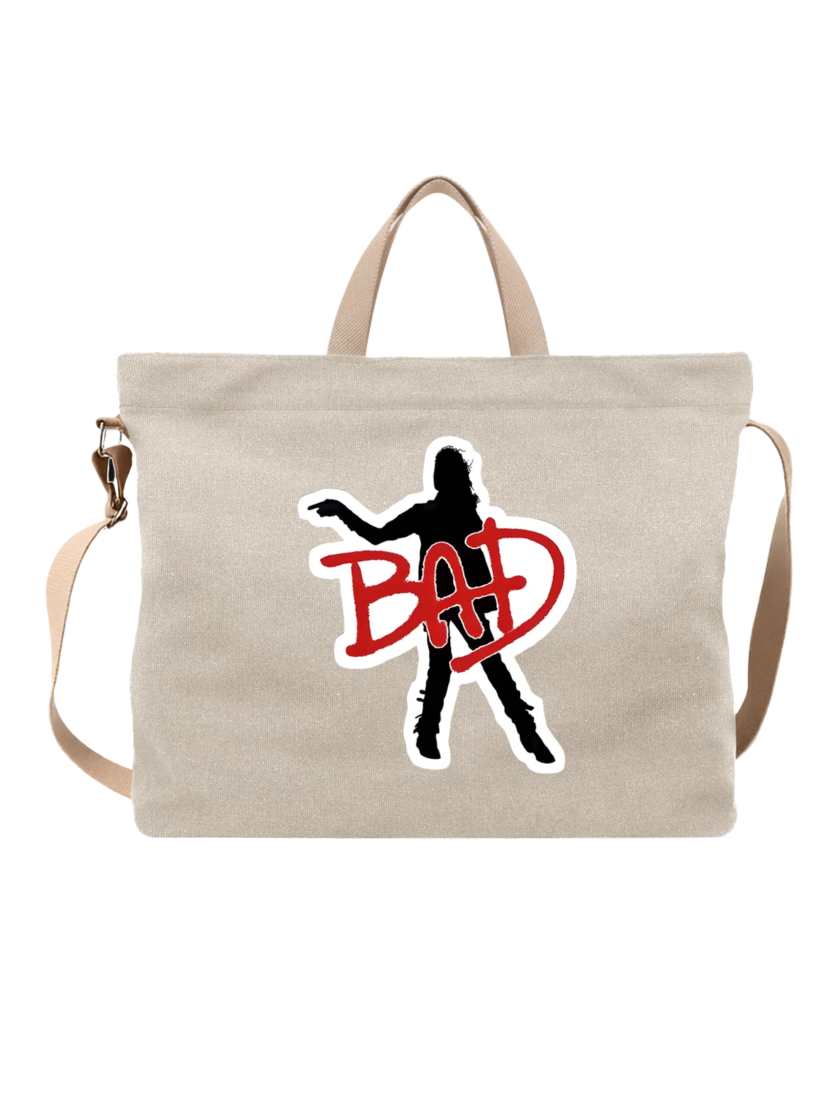 Сумка бежевая с принтом Bad Apple: силуэт танцующей девушки — музыкальный принт — Бежевая, фото 1