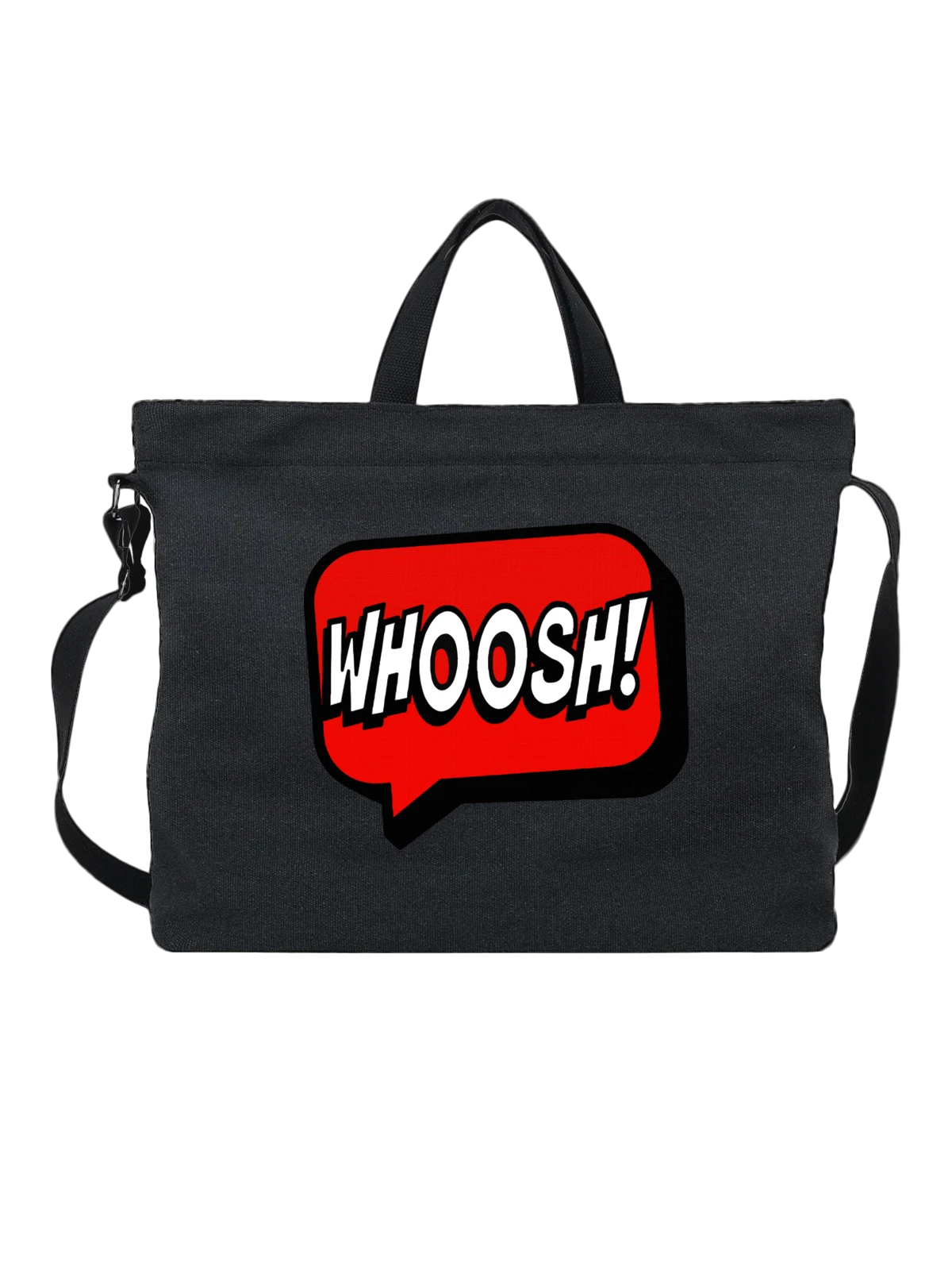 Сумка Whoosh чёрная с принтом — футболка подростку — Чёрная, фото 1