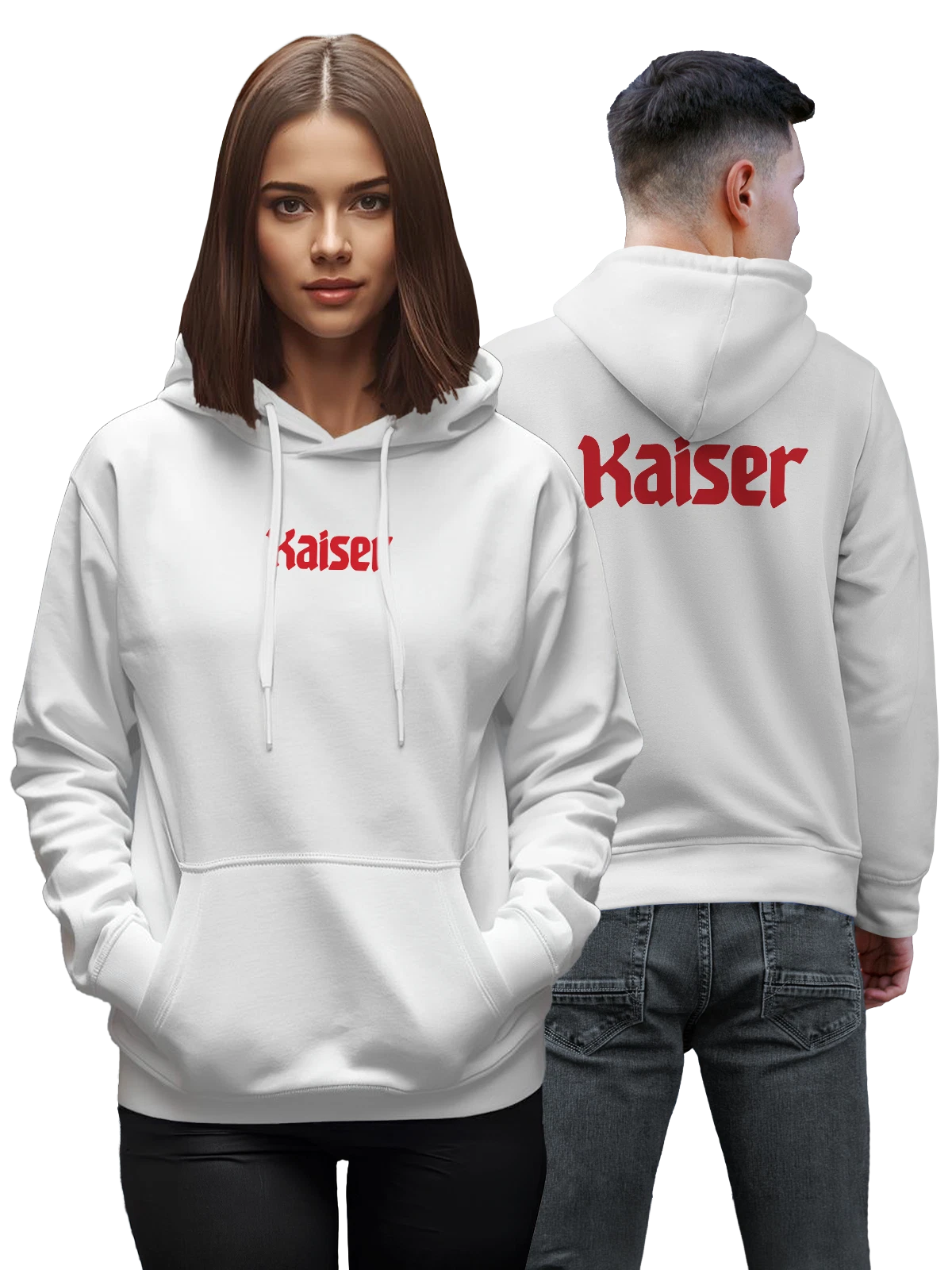 Худи Kaiser белое с принтом — современная айдентика — Белая, фото 1