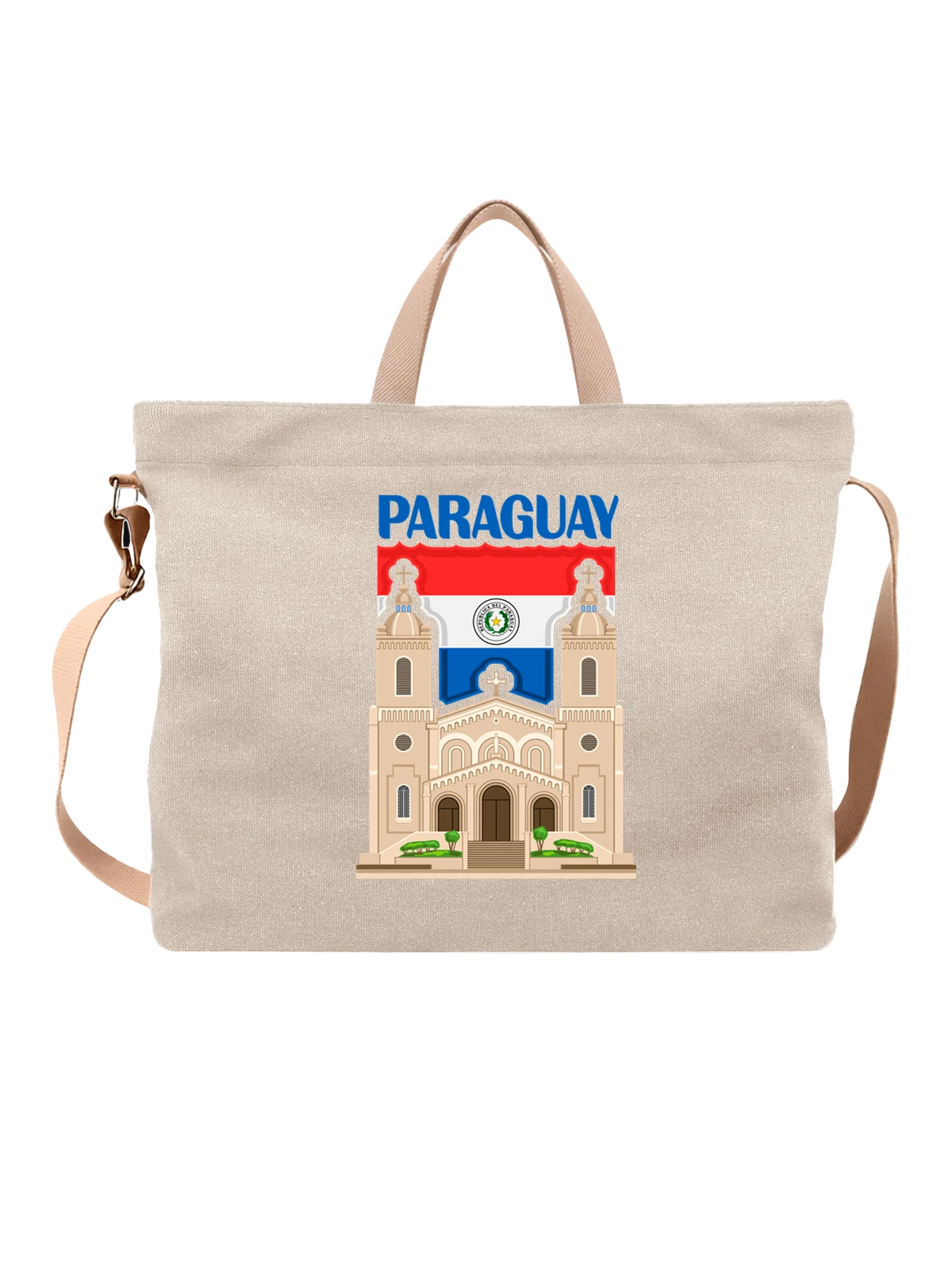 Сумка с флагом Парагвая Paraguay белая с принтом — национальная символика — Белая, фото 1