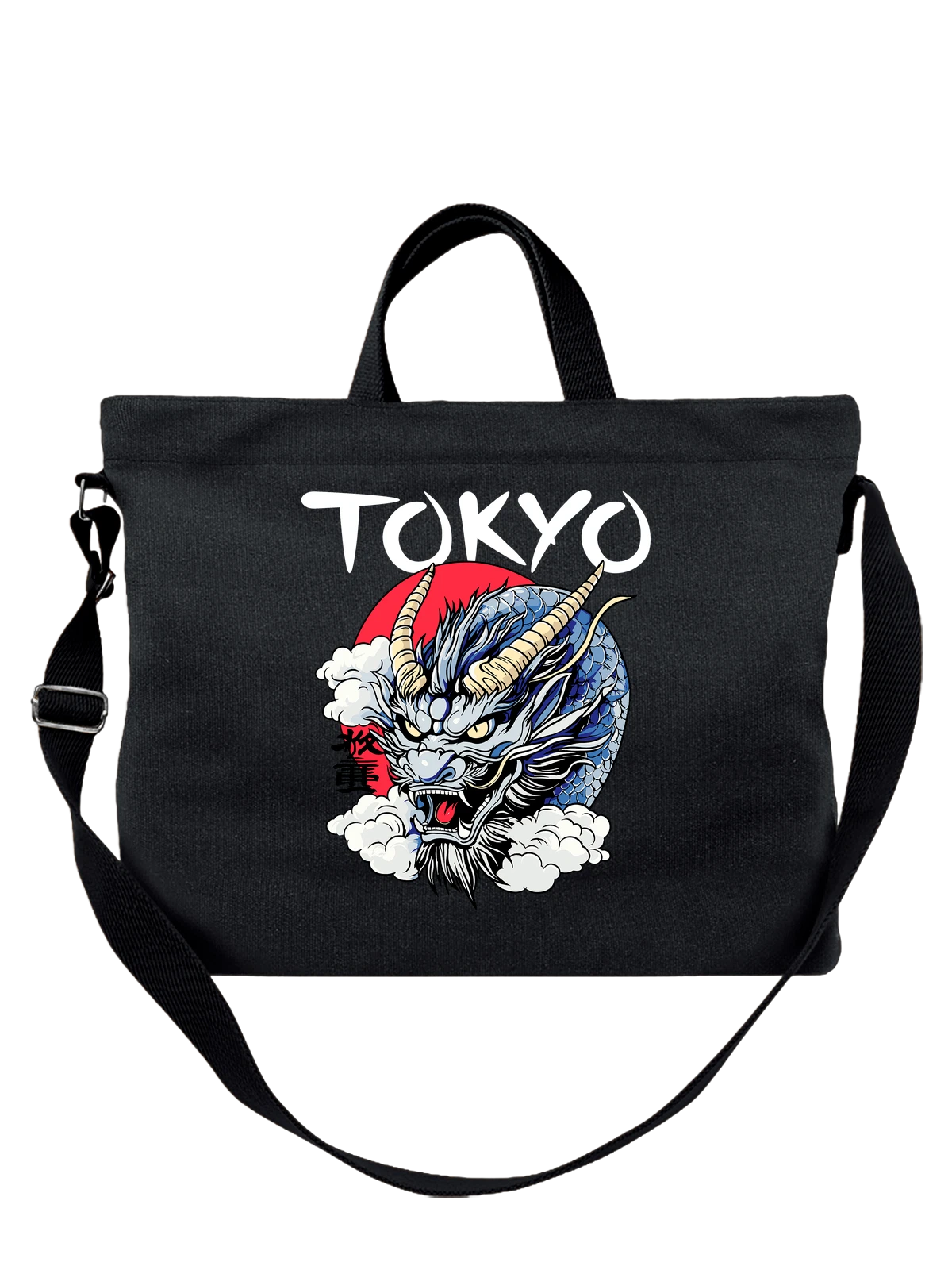 Сумка с драконом Tokyo чёрная с принтом — приключения — Чёрная, фото 1