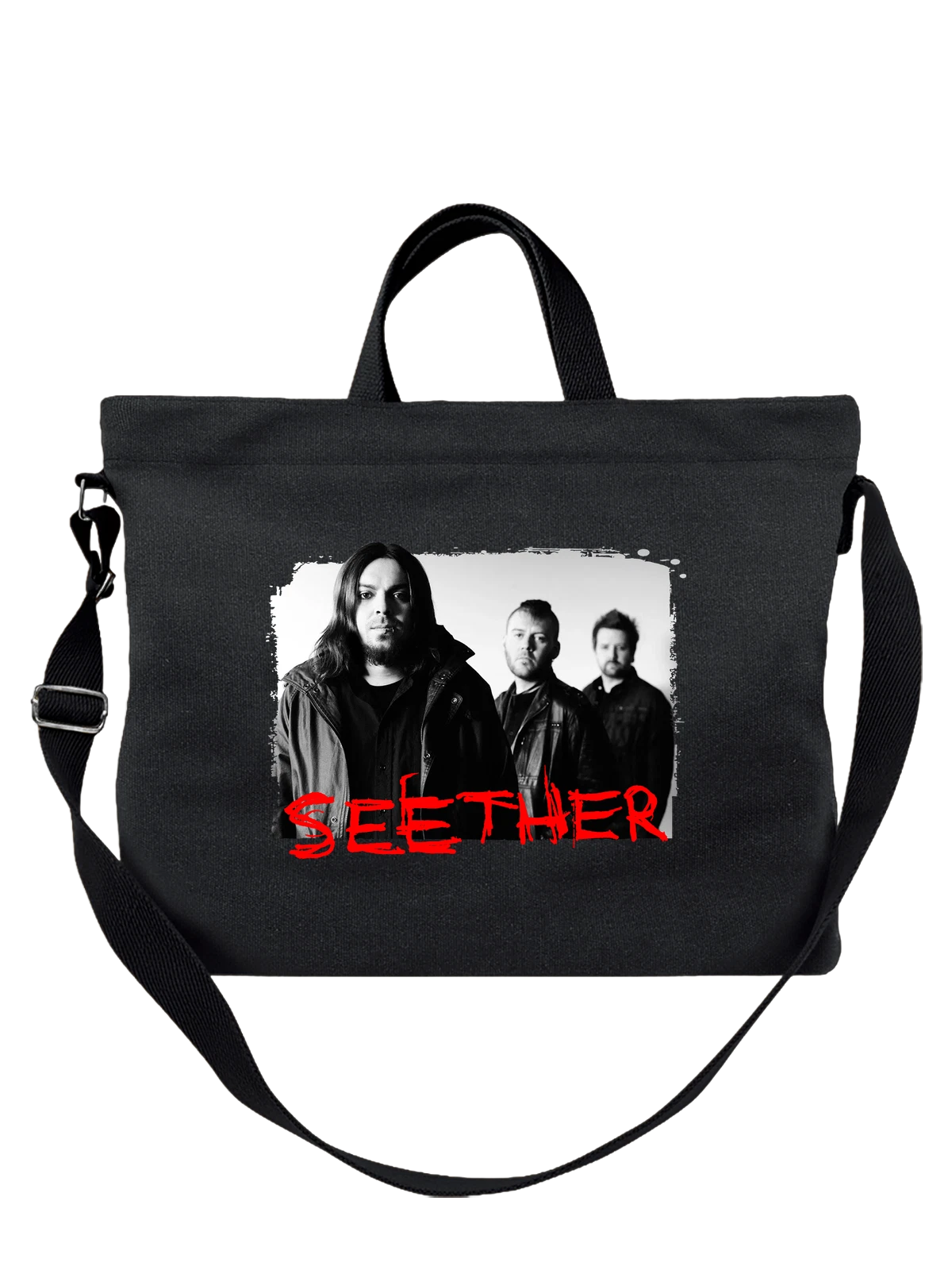 Сумка с Seether Сизер чёрная с принтом — футболка подростку — Чёрная, фото 1