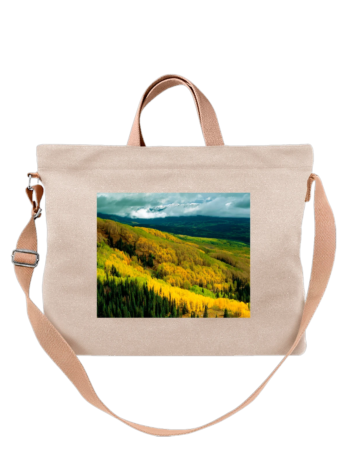 Сумка бежевая с принтом Страна декоративная Aspen Forest Early Fall — исторический центр — Бежевая, фото 1