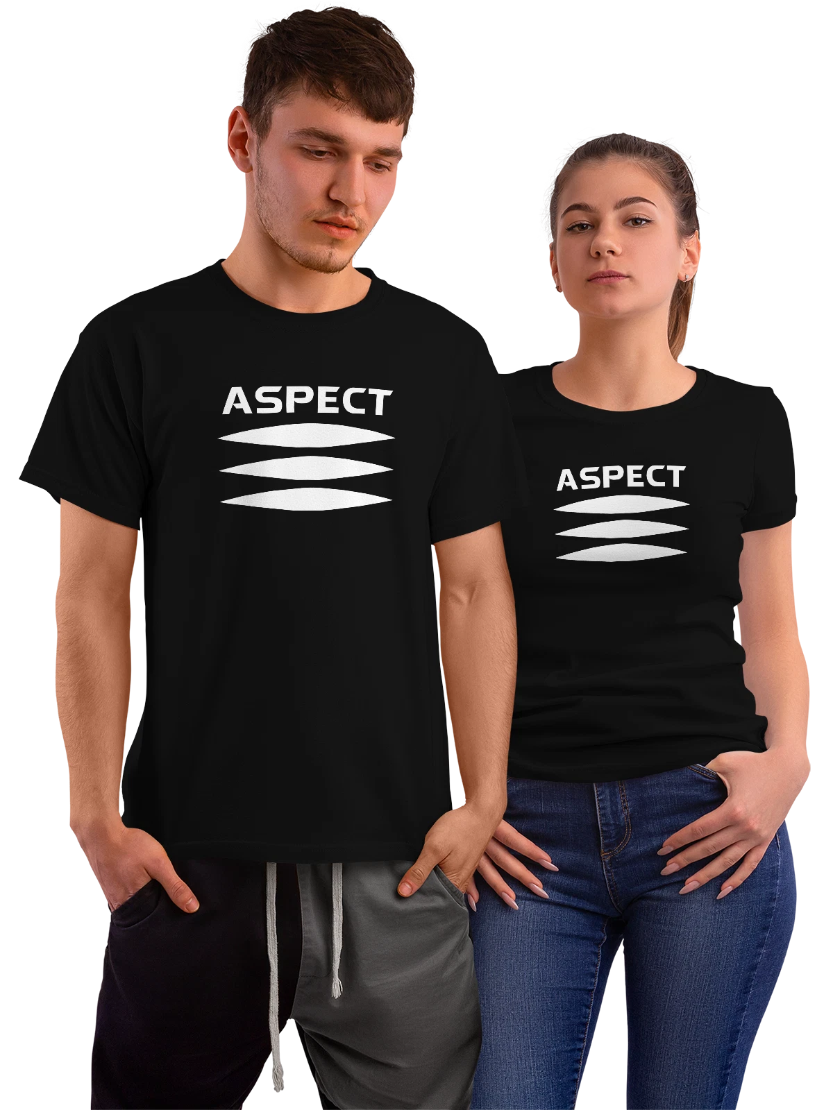 Футболка Aspect чёрная с принтом — современная айдентика — Чёрная, фото 1
