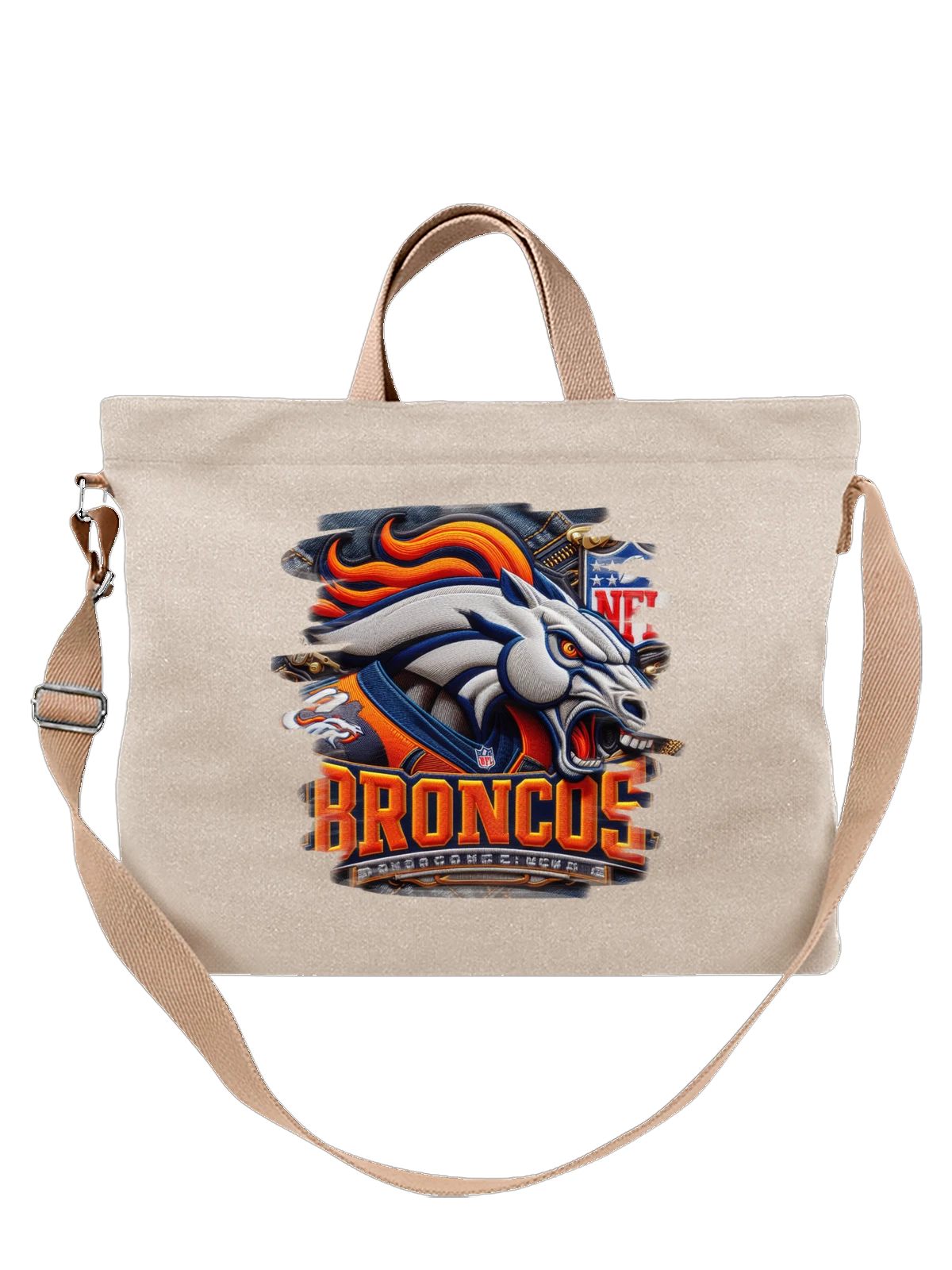 Сумка Denver Broncos голова лошади NFL с эмблемой белая с принтом — американский футбол — Белая, фото 1