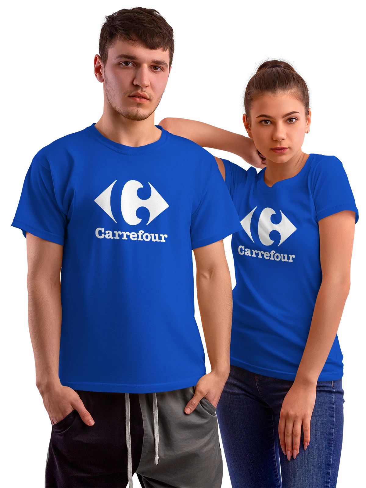 Футболка Carrefour синяя с принтом — продукты и гипермаркеты — Синяя, фото 1