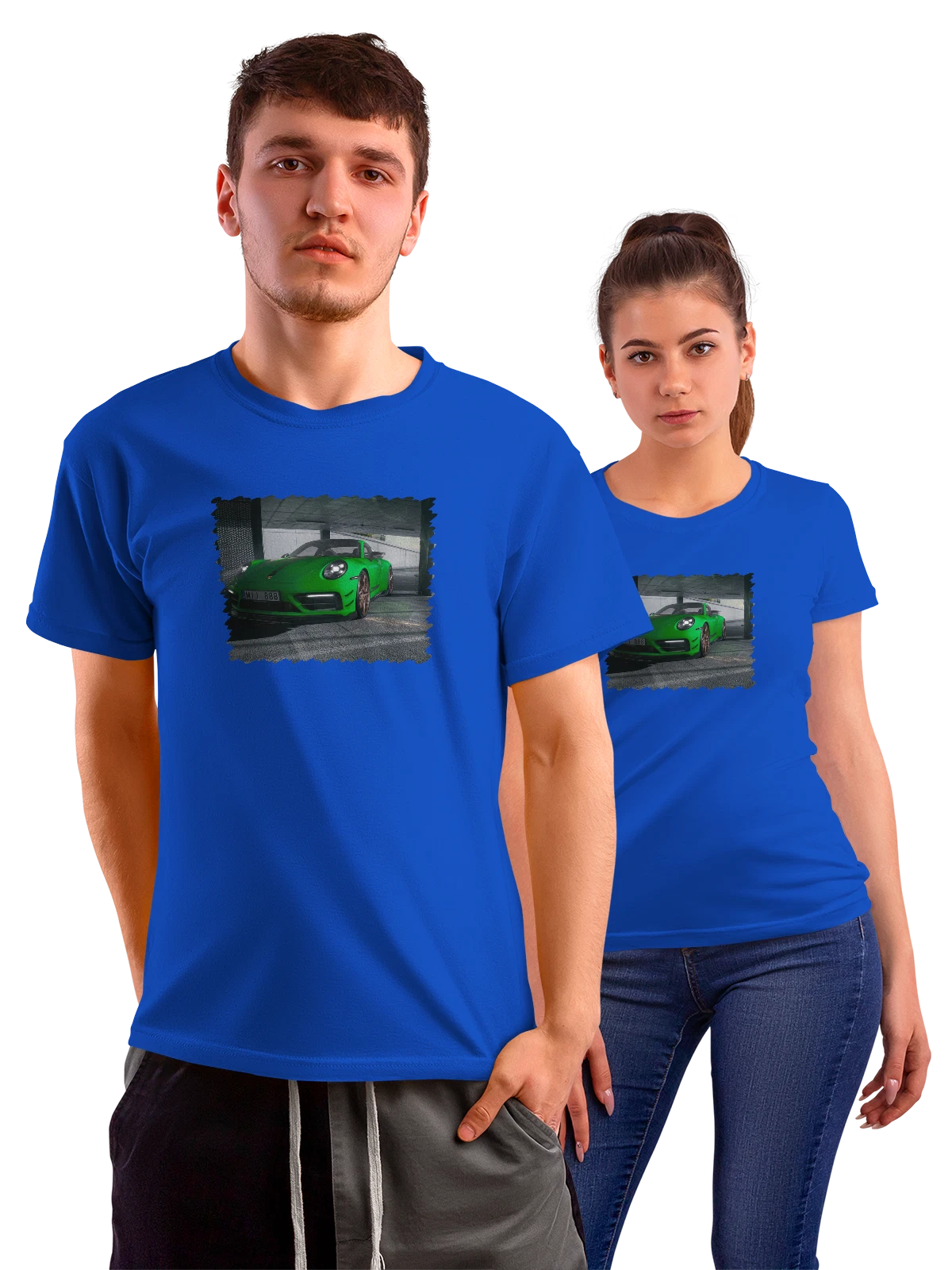 Футболка Машина Зеленый Porsche 911 Carrera T синяя с принтом — выразительный кузов — Синяя, фото 1