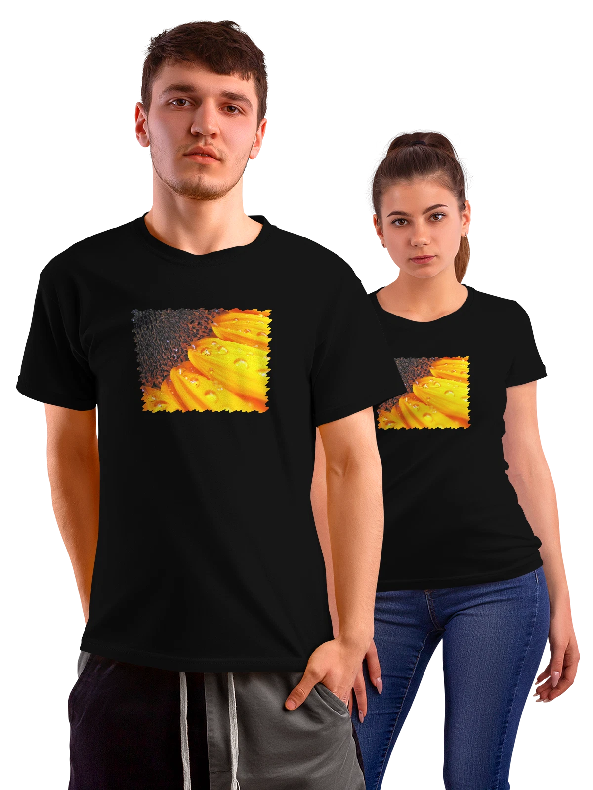 Футболка Макро Sunflower чёрная с принтом — подарок спортсмену — Чёрная, фото 1